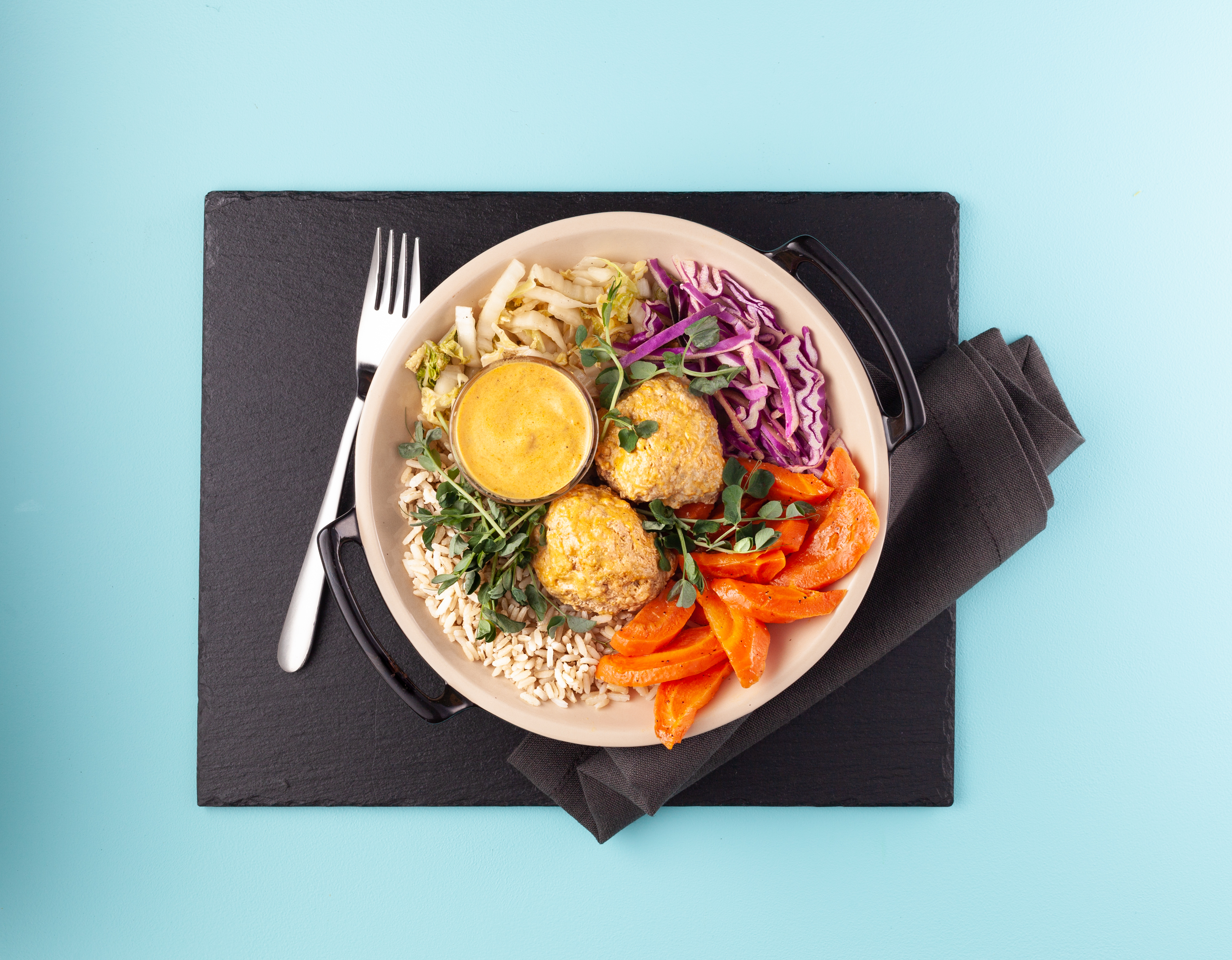 Yellow Thai Curry Turkey Meatballs with White Rice