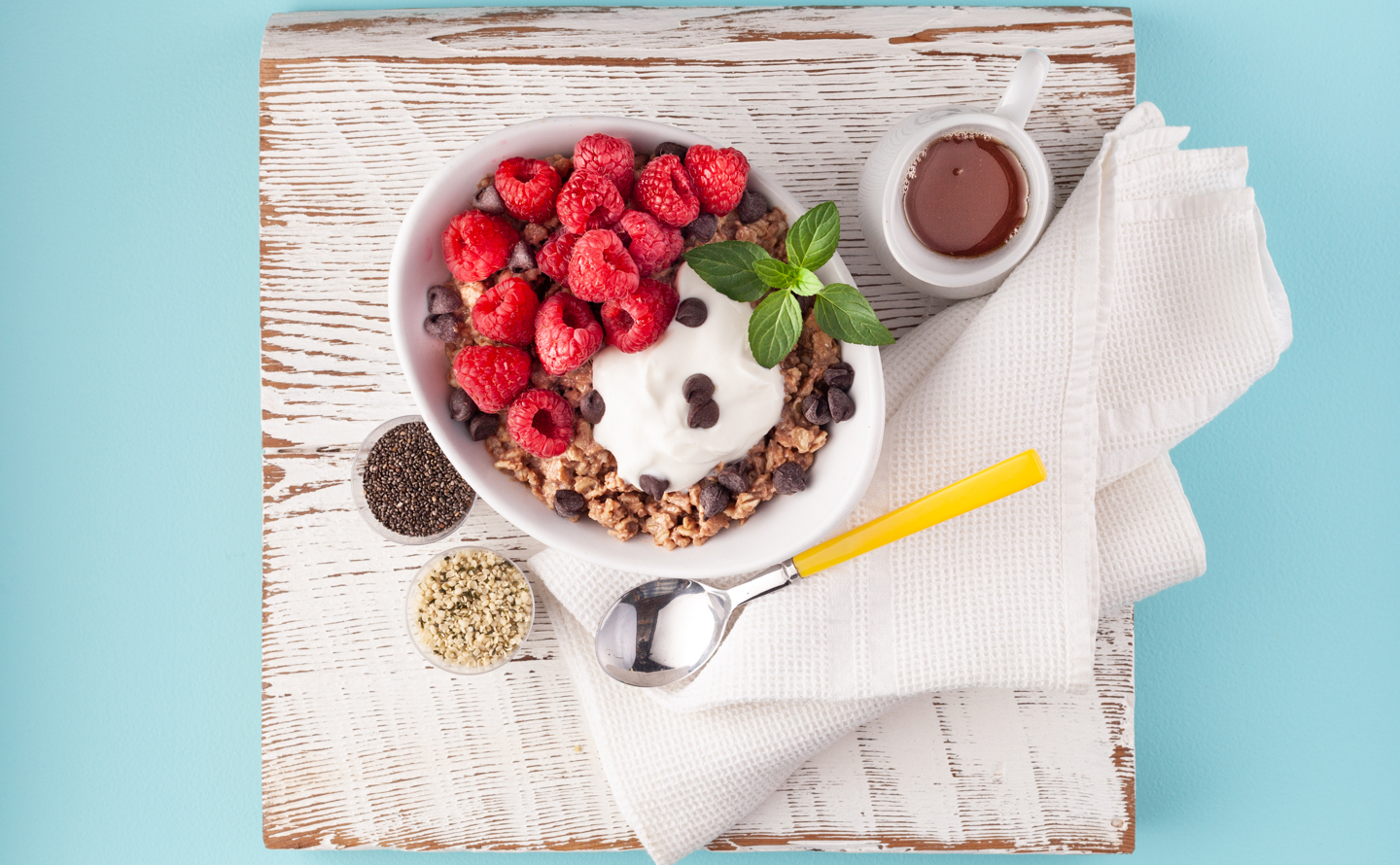 Raspberry Black Forest Oatmeal with Greek Honey Yogurt