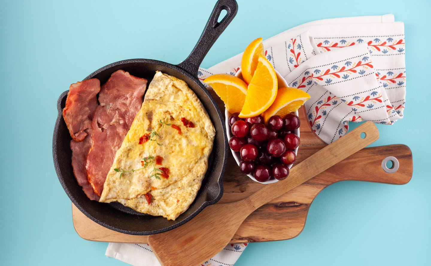 Feta, Olive and Sundried Tomato Omelette with Fresh Fruit