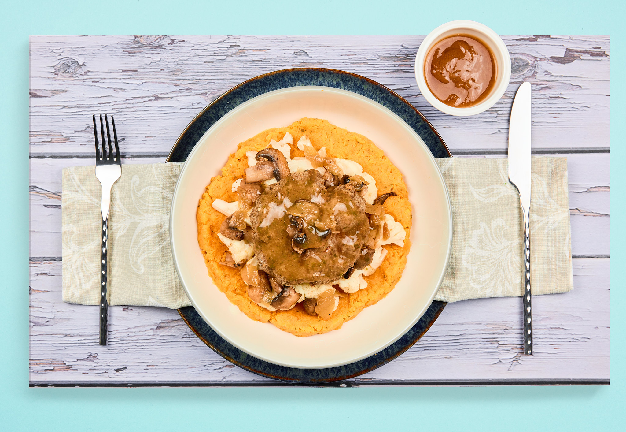 Salisbury Steak Bowl with Sweet Potato Mash