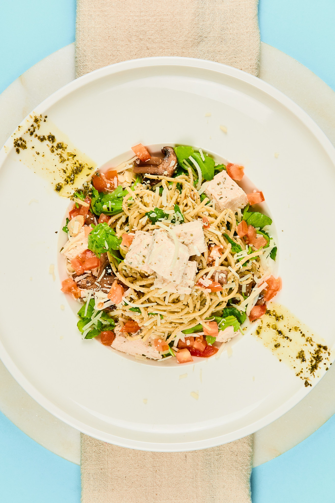 Pesto Spaghetti and Chicken