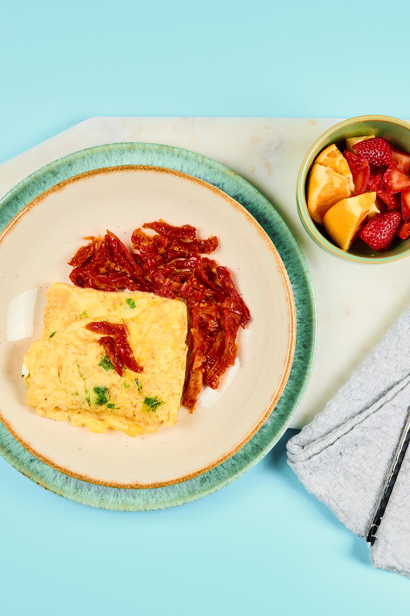 Veggie Spinach and Goat Cheese Omelette