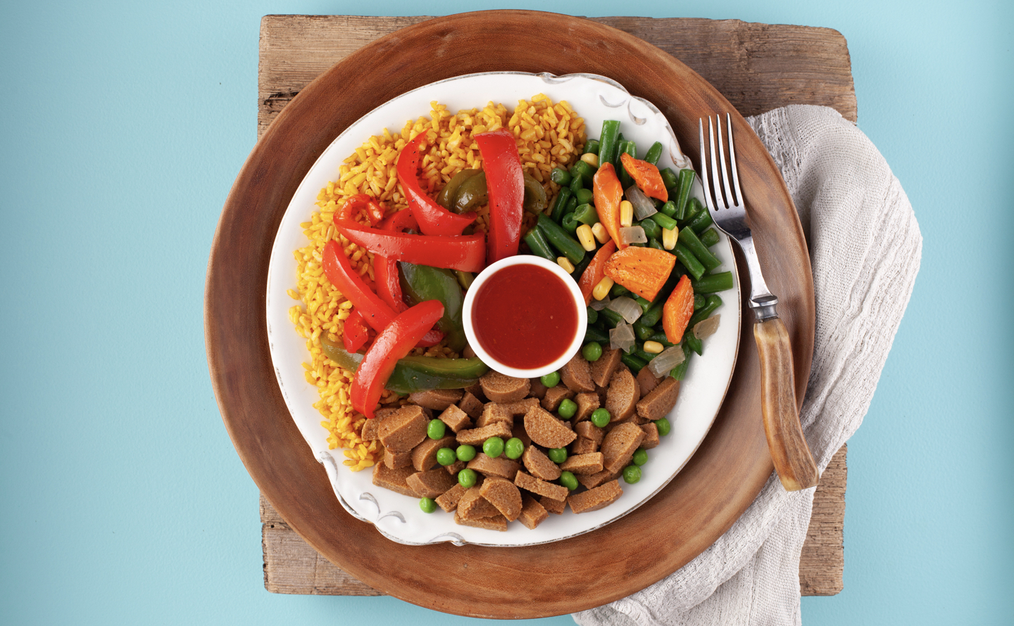 Spanish Veggie Sausage Paella with Paella Rice