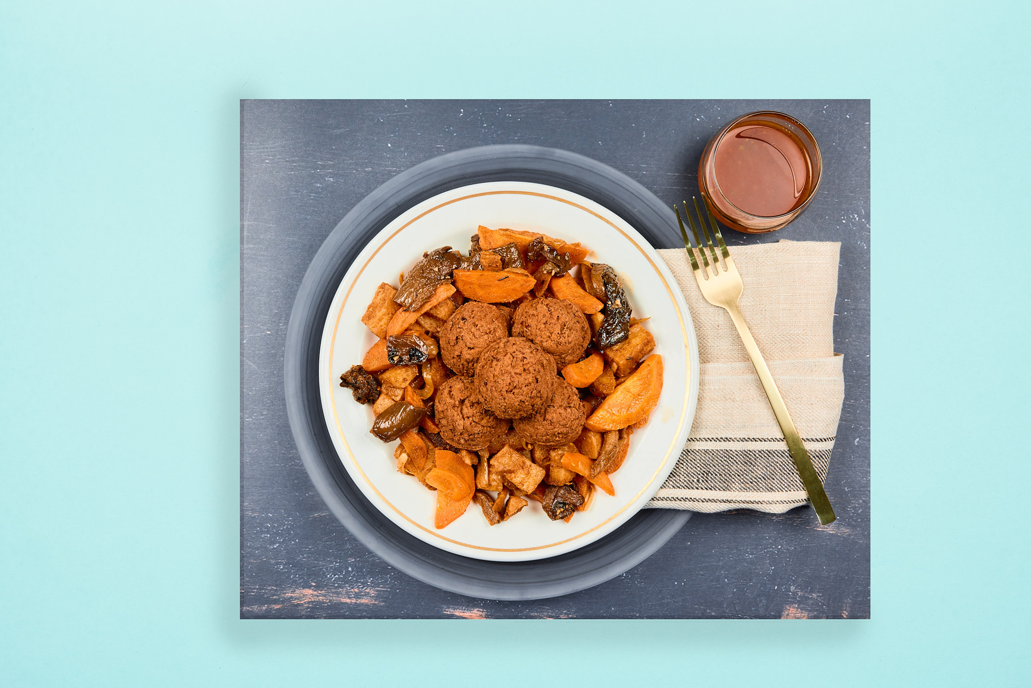 Chorizo Black Bean Balls with Spiced Potatoes