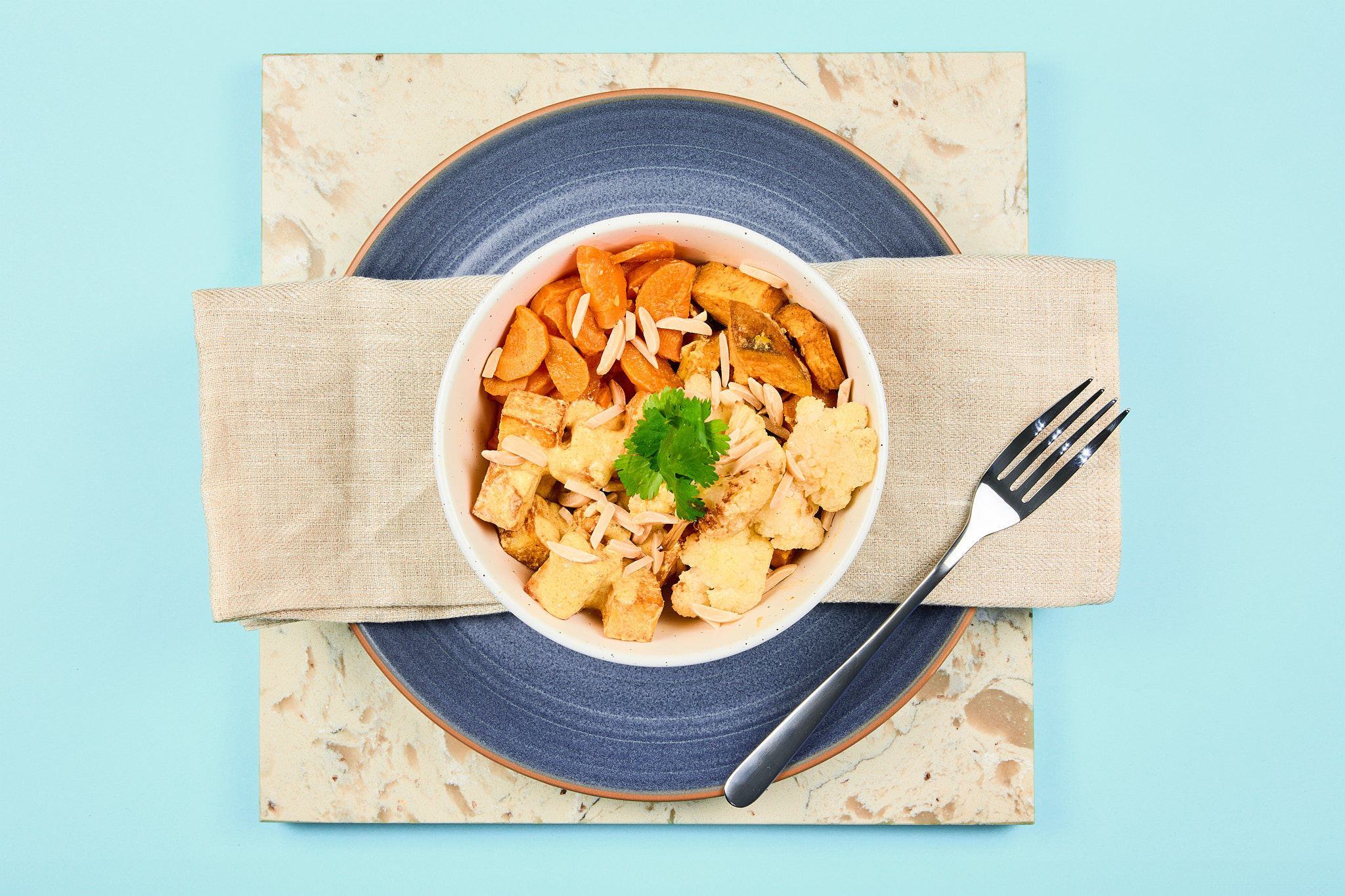 Paneer and Almond Korma Bowl with Sweet Potato