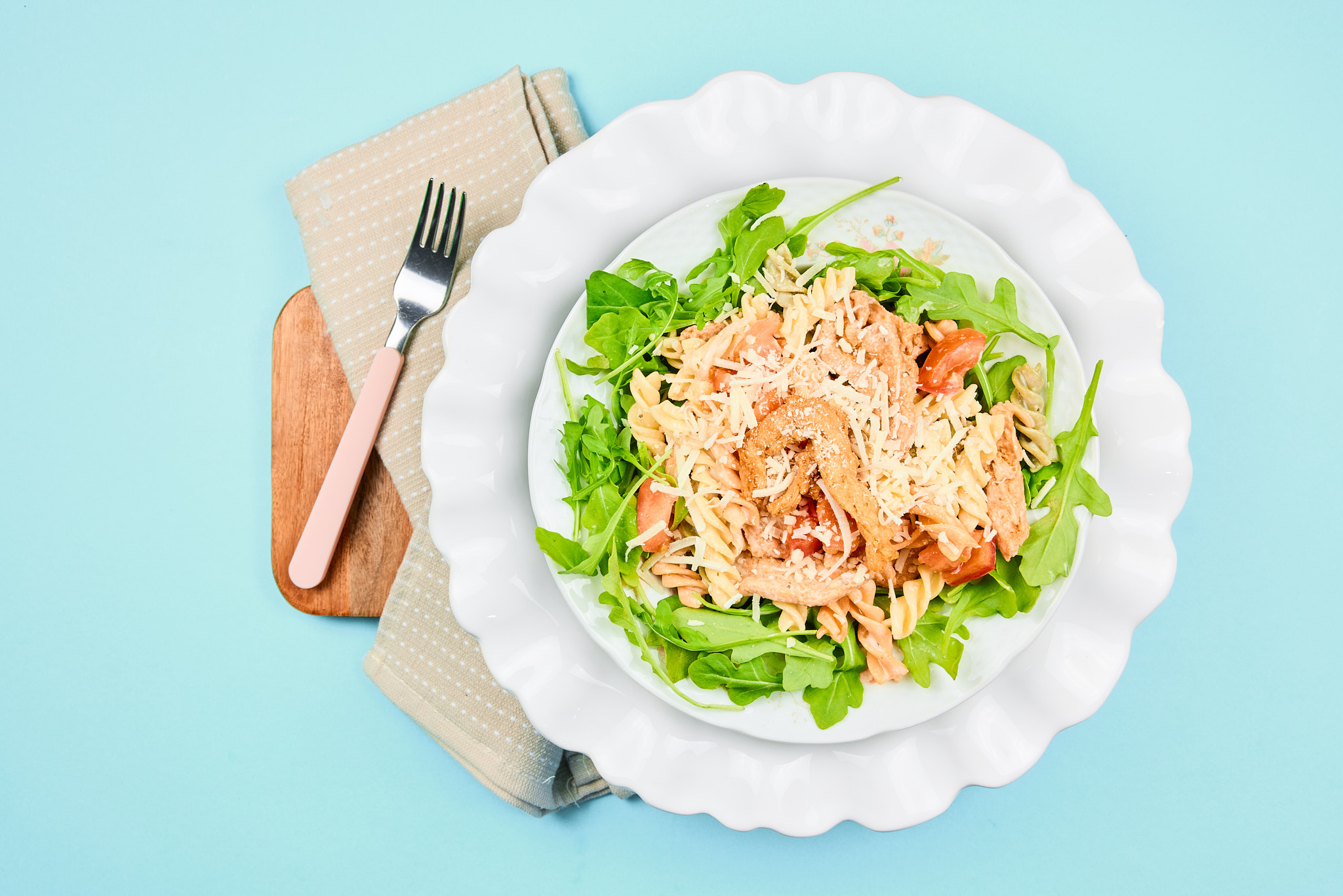 Creamy Vegetarian Pasta with Multi-coloured Fusilli