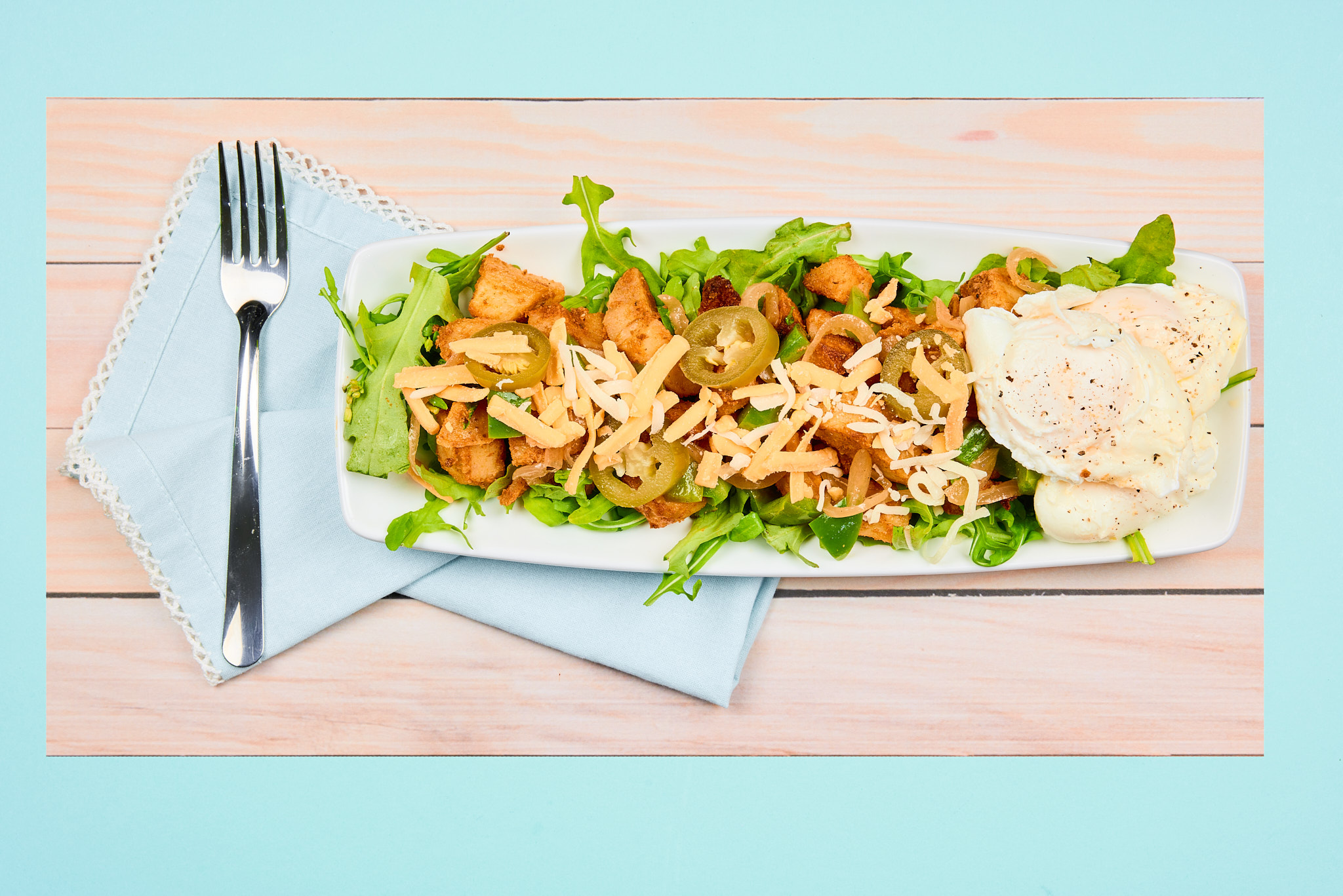 Potato Breakfast Hash with Poached Eggs and Jalapenos