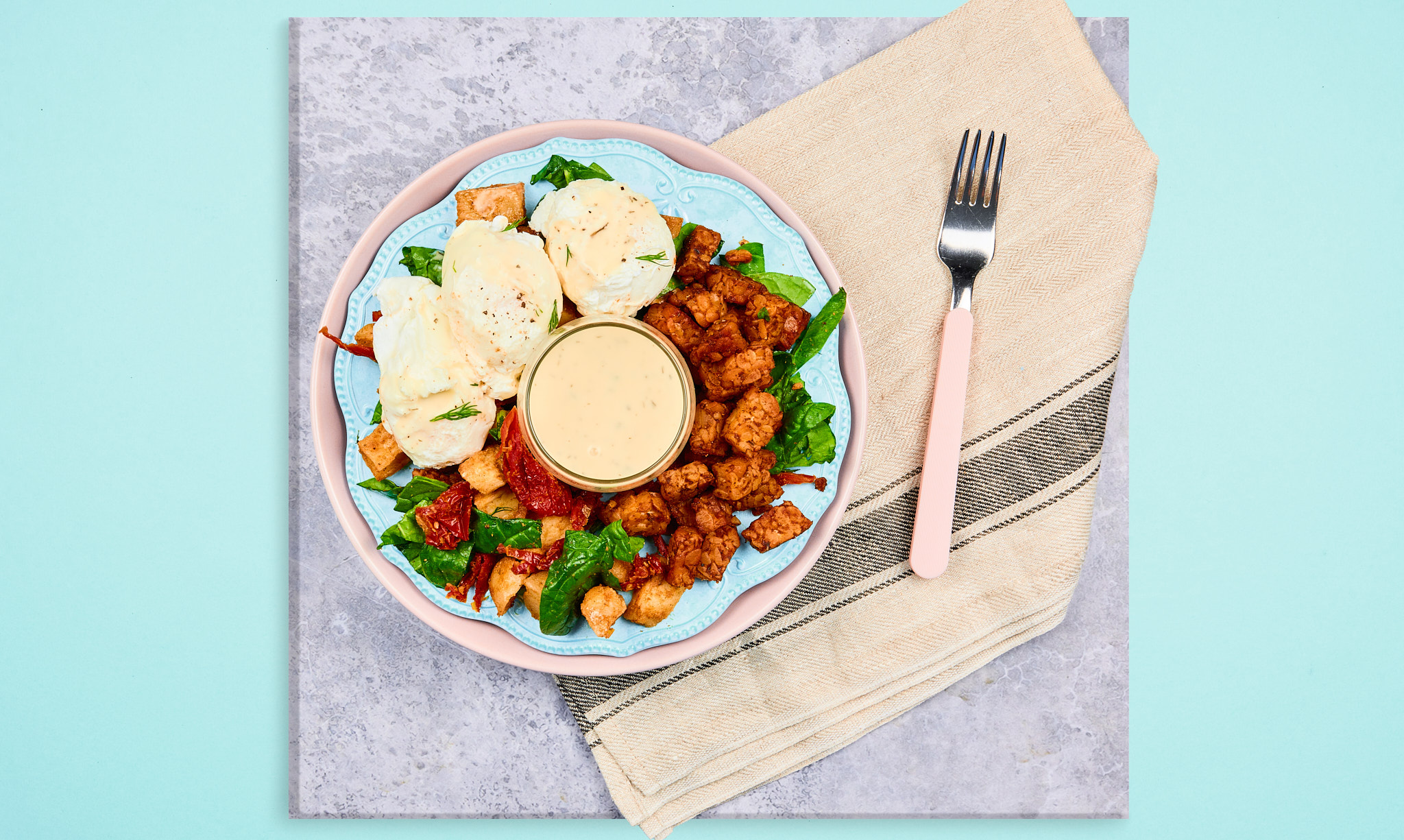 Smokey Tempeh Benny with Lemon Dill Hollondaise