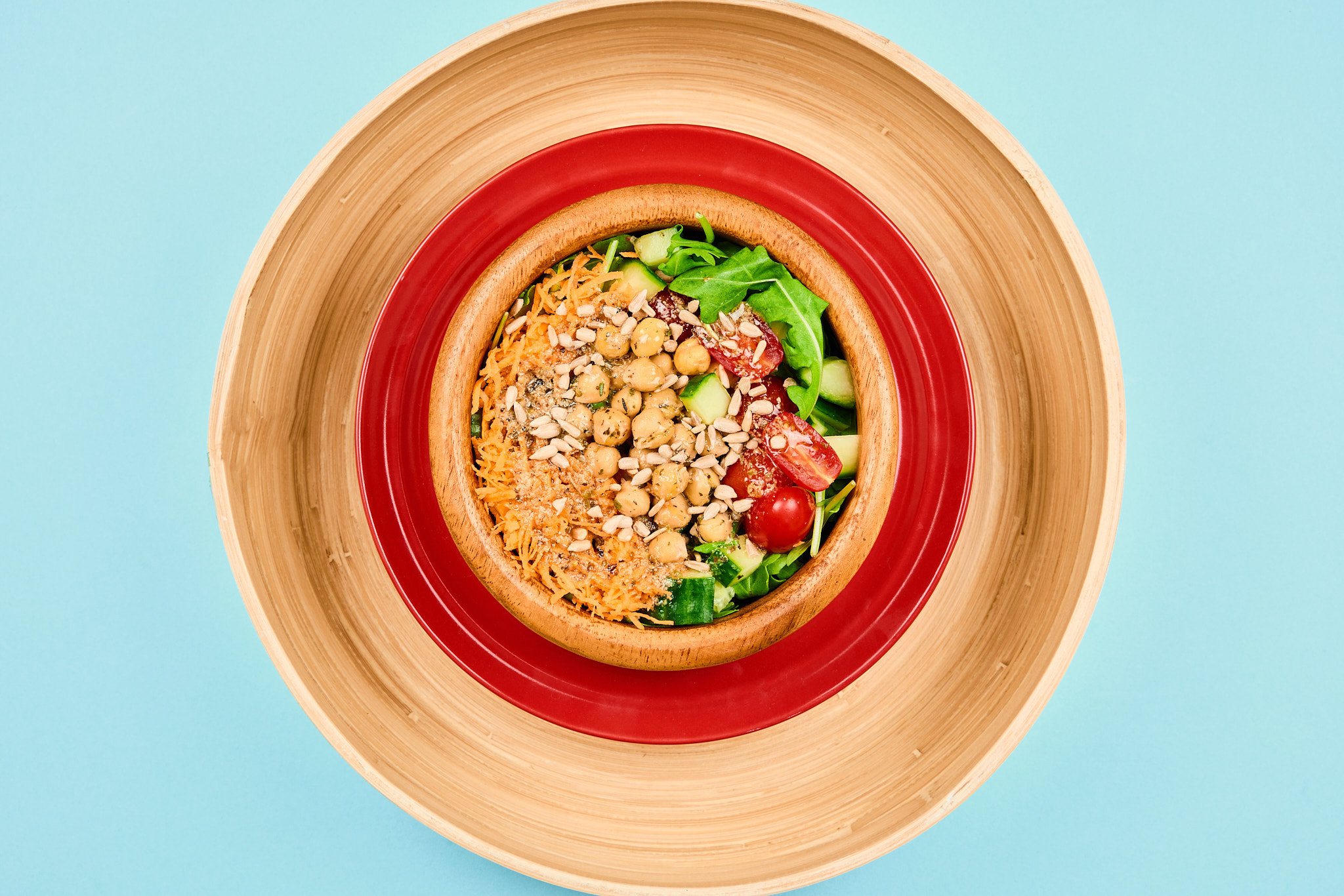 Chopped Vegetable Chickpea Salad with Italian Dressing