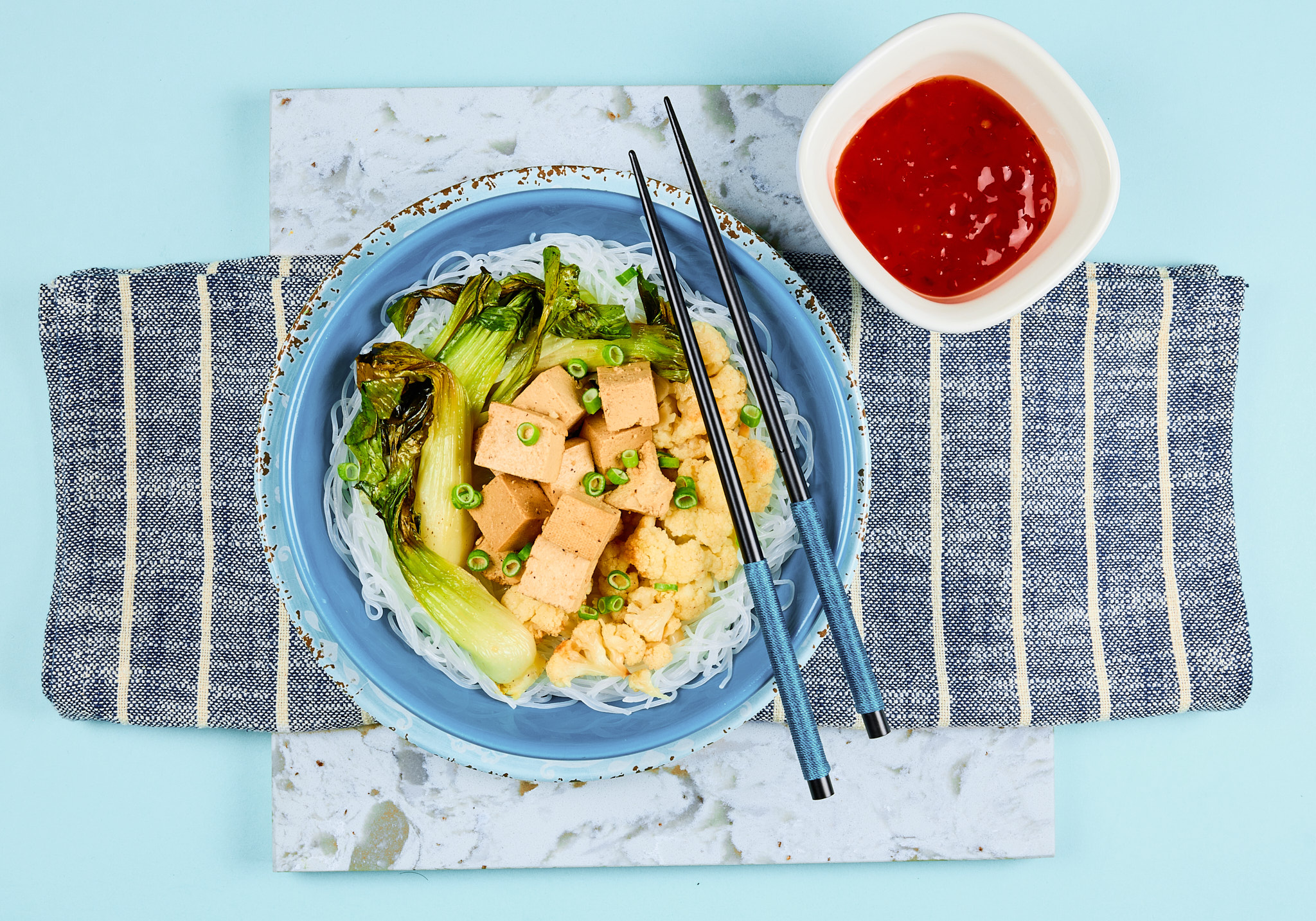 Marinated Tofu Bowl with Sweet Chili Sauce