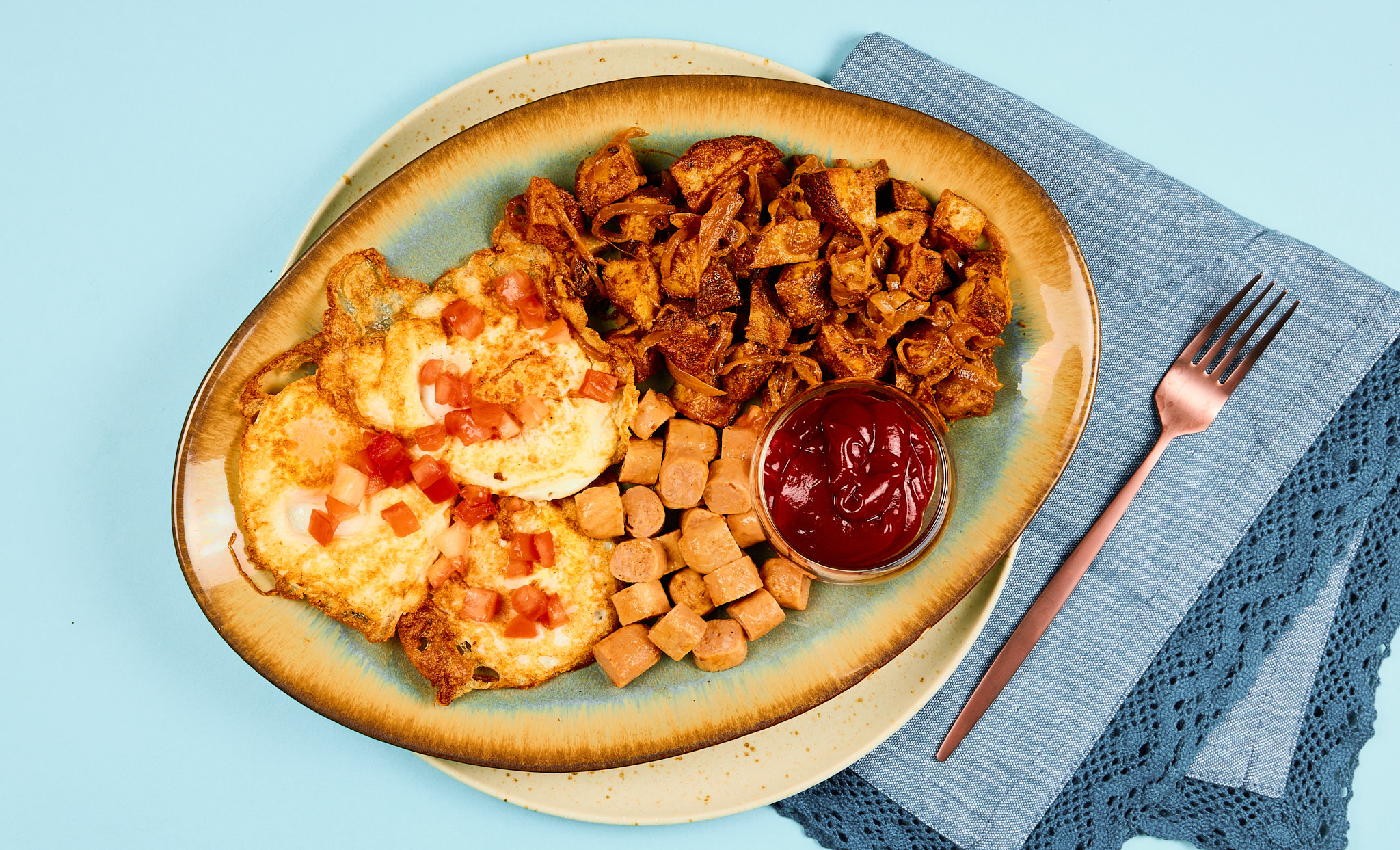 Turkey Sausage Breakfast Hash with Smokey Ketchup