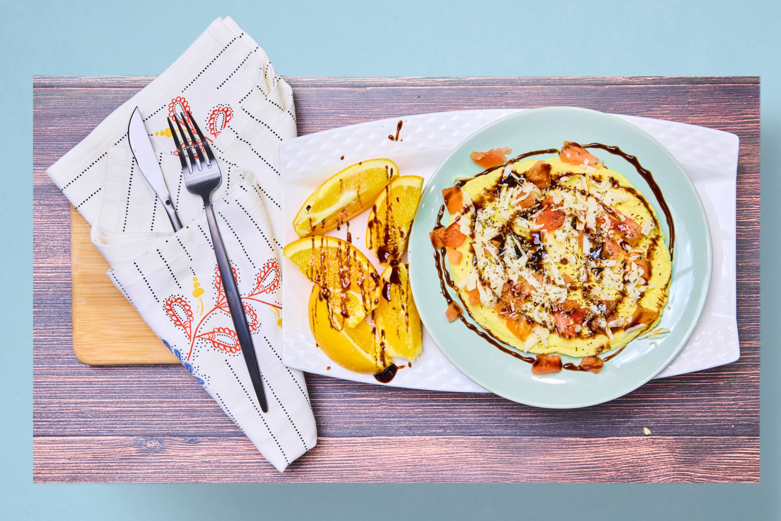 Caprese Omelette with Fresh Fruit