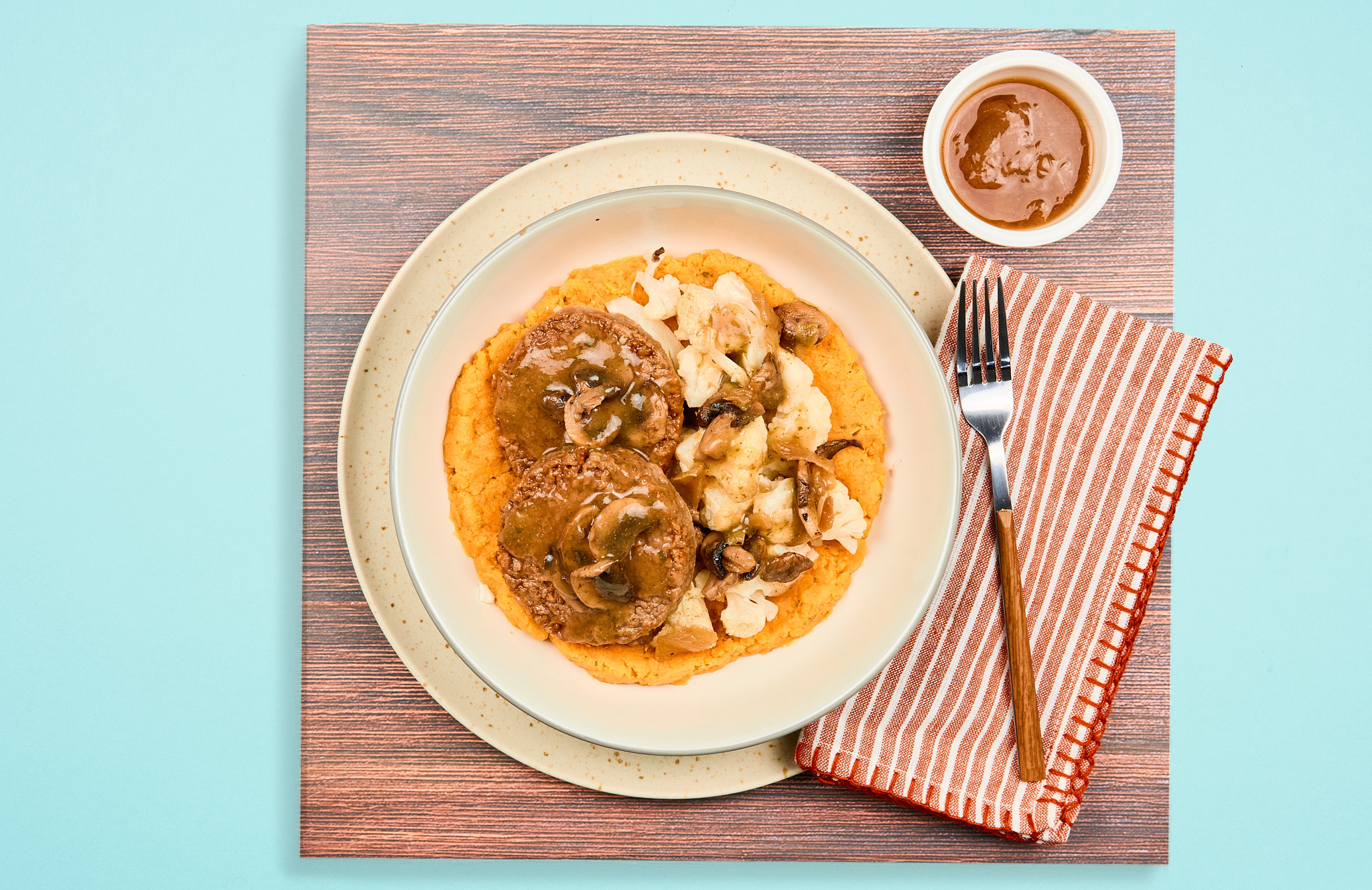 Salisbury Steak Beyond-meat Bowl On Sweet Potato Mash