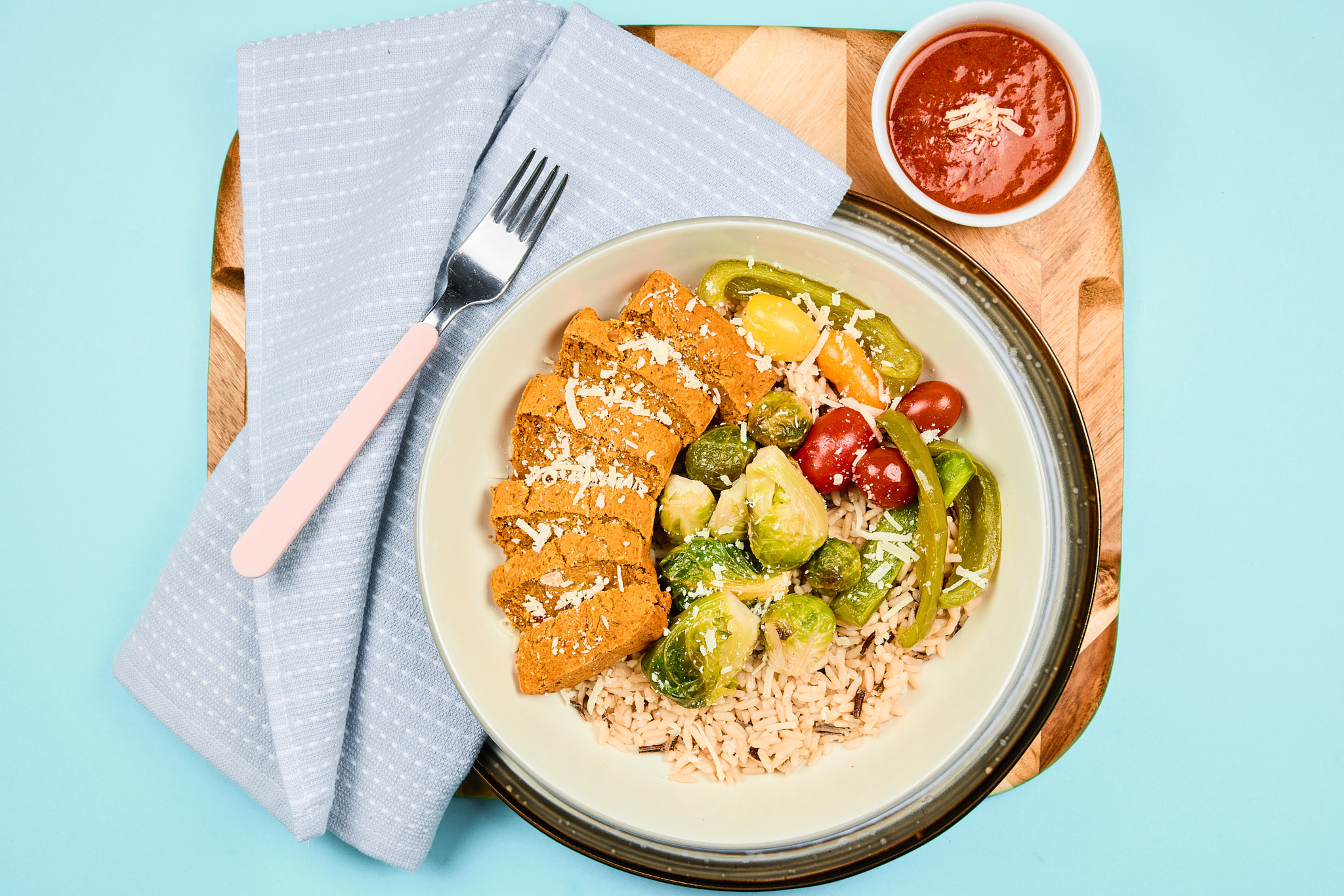Lentil Loaf Parm with Wild Rice