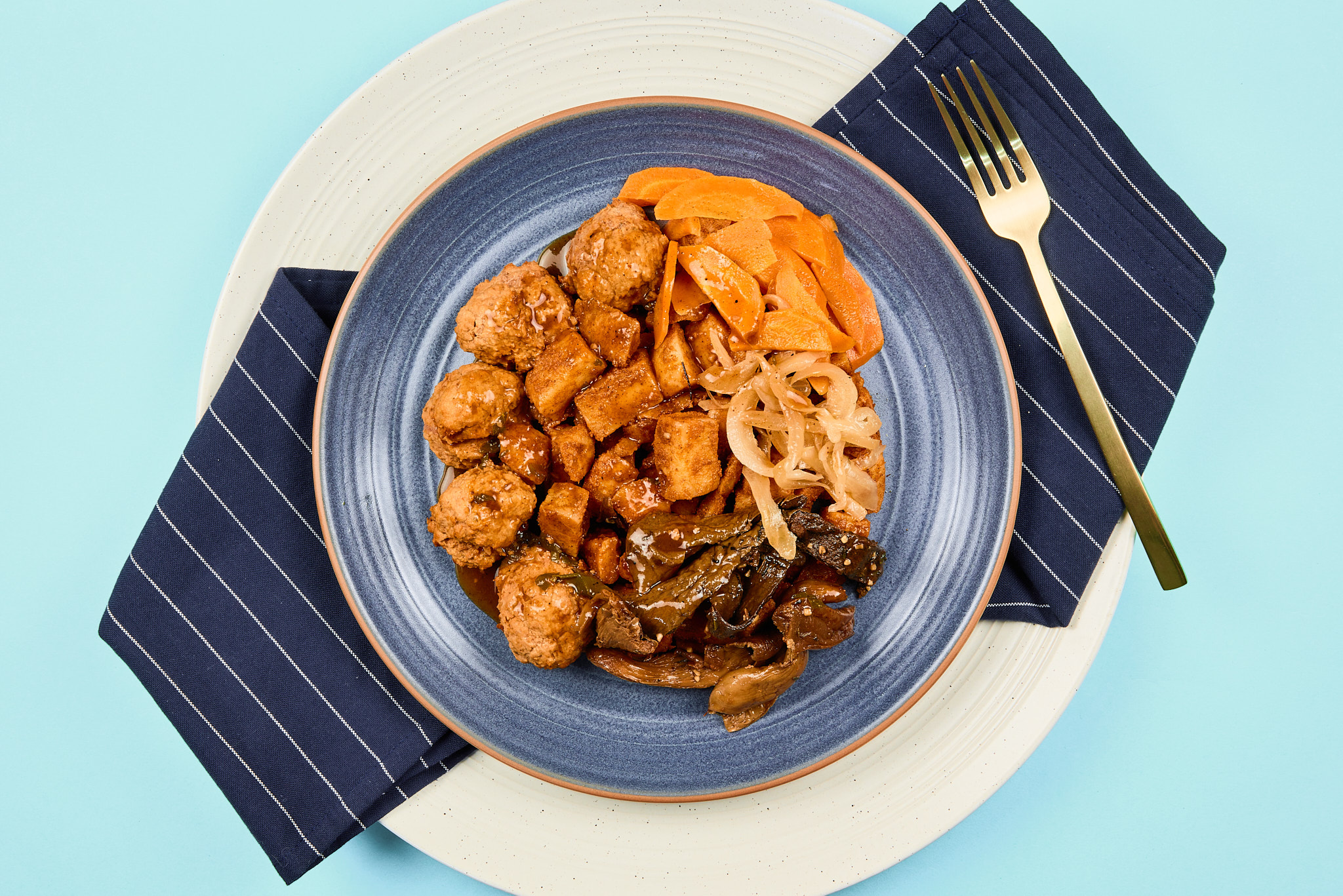 Chorizo Turkey Balls with Spiced Potatoes