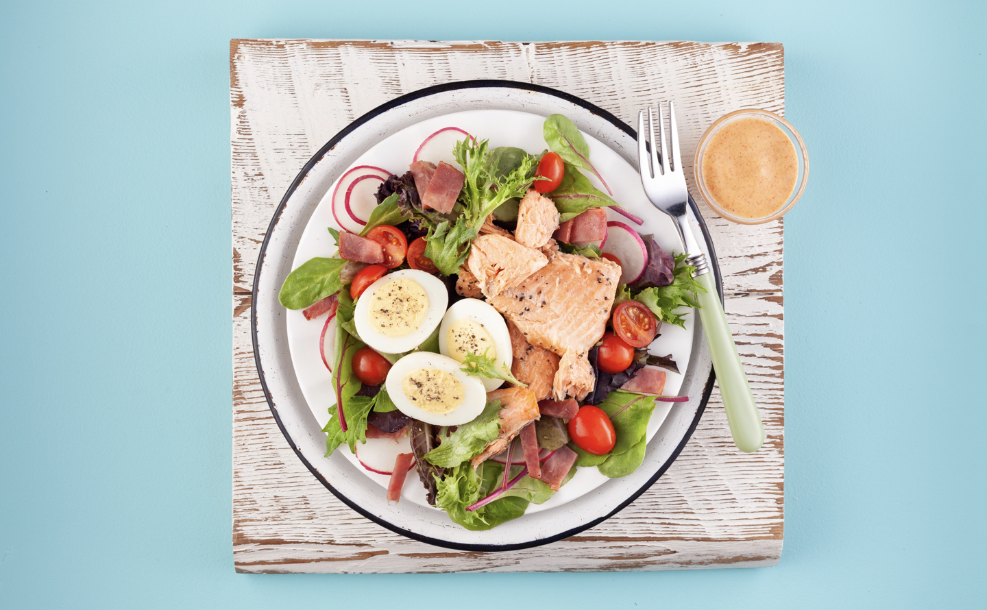 Salmon Cobb Salad with Ranch Dressing