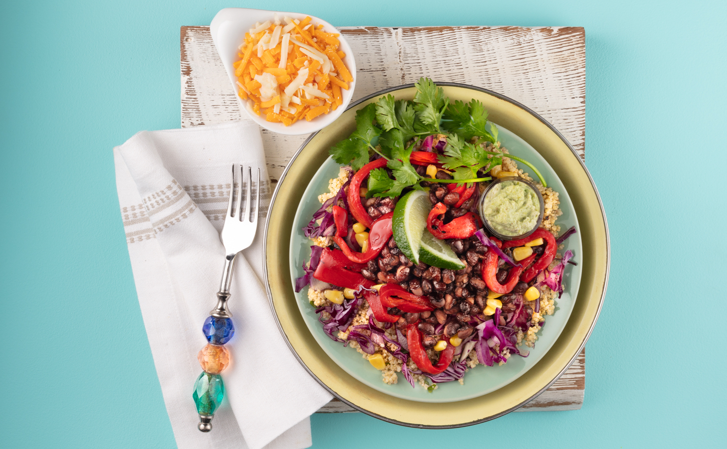 Spiced Black Bean Fajita Bowl with Cilantro Lime Quinoa
