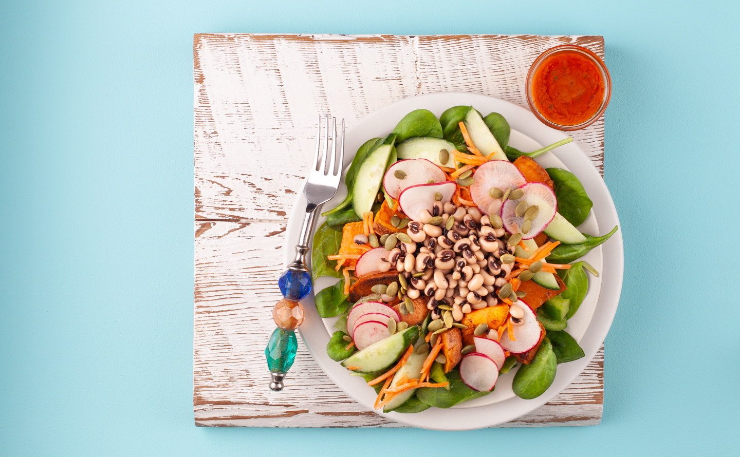 Black Eyed Pea Buddha Bowl with Mustard Dill Sauce