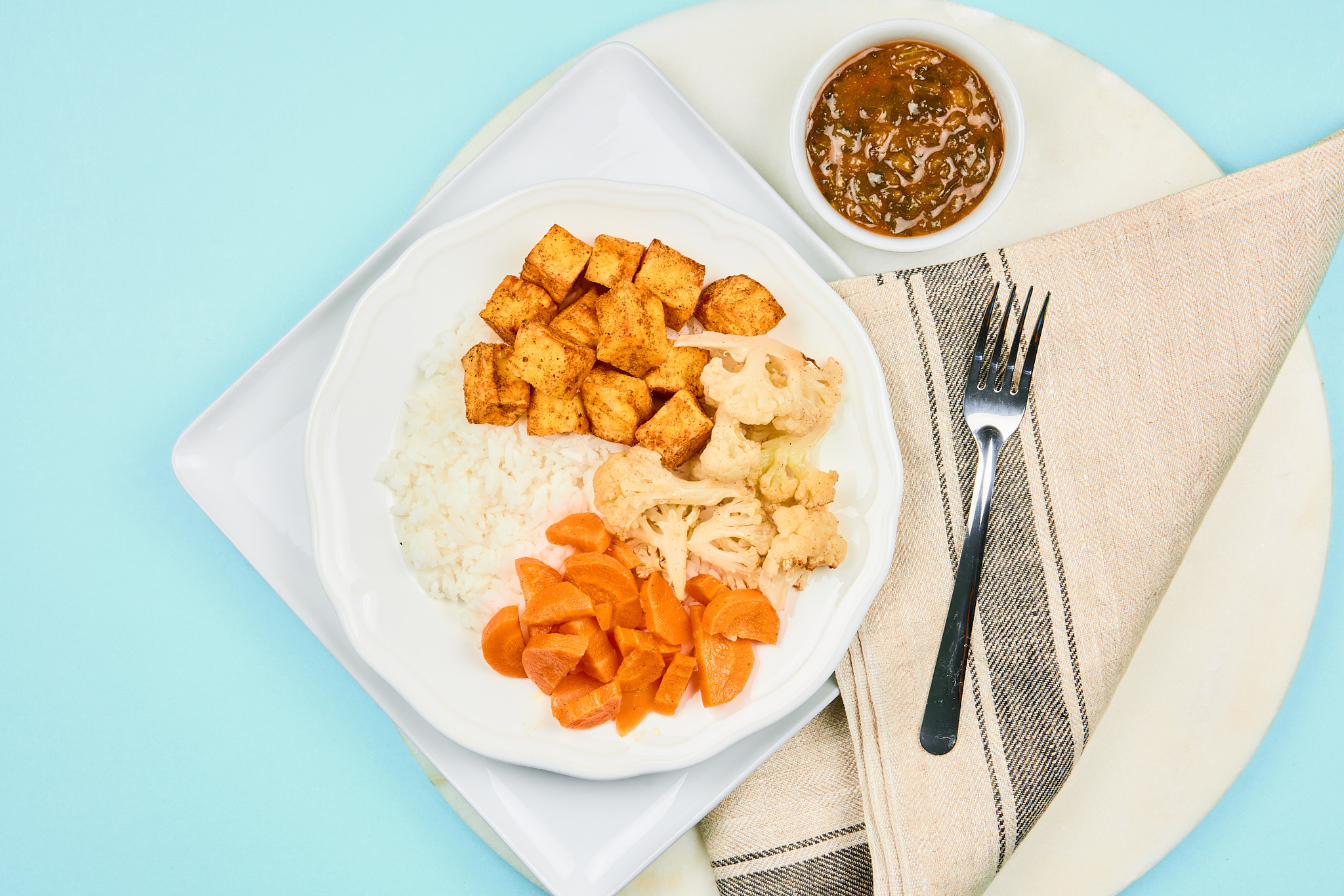Paneer Saag Bhaji with Curried Cauliflower