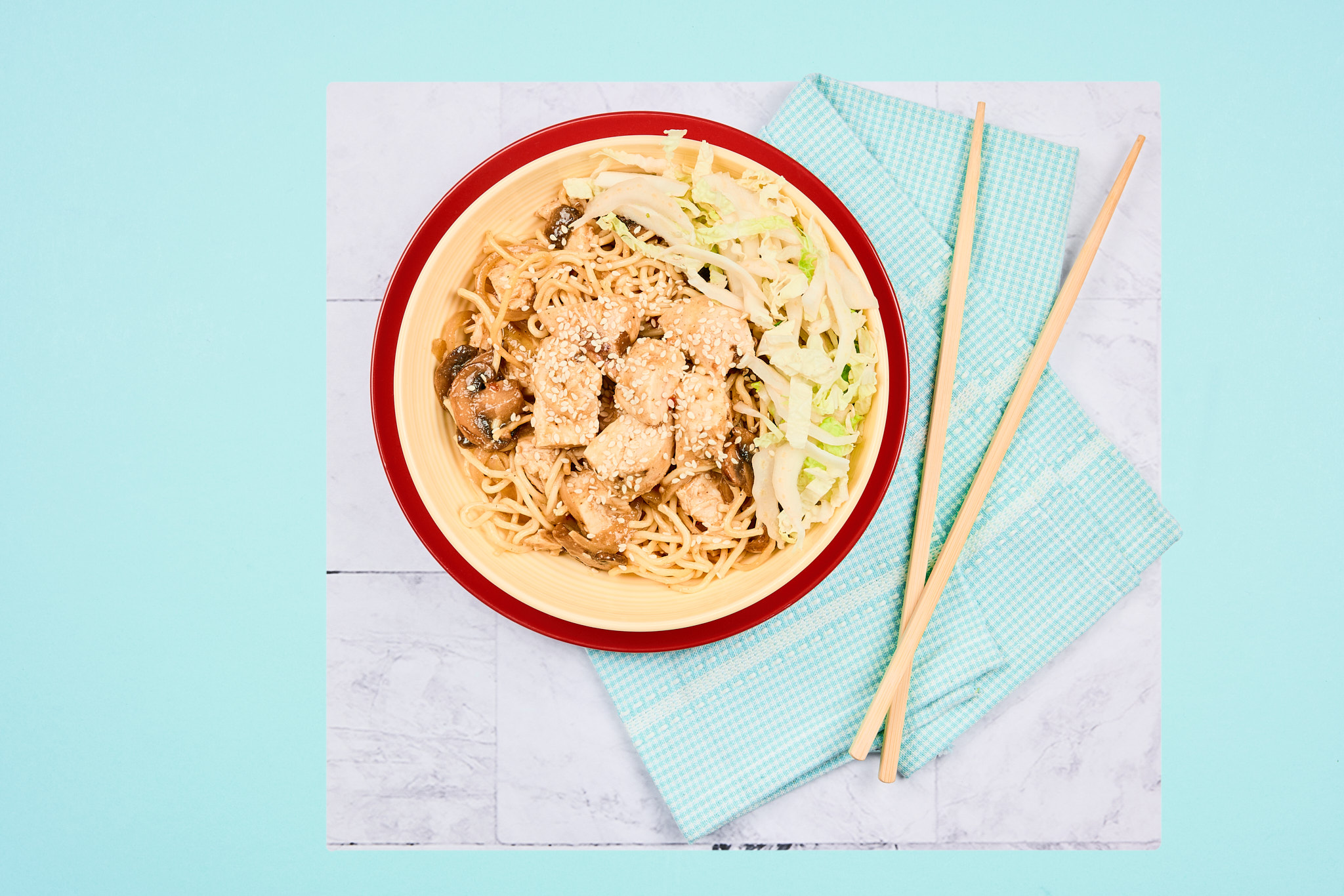 Honey Garlic Chicken with Chili Sesame Egg Noodles
