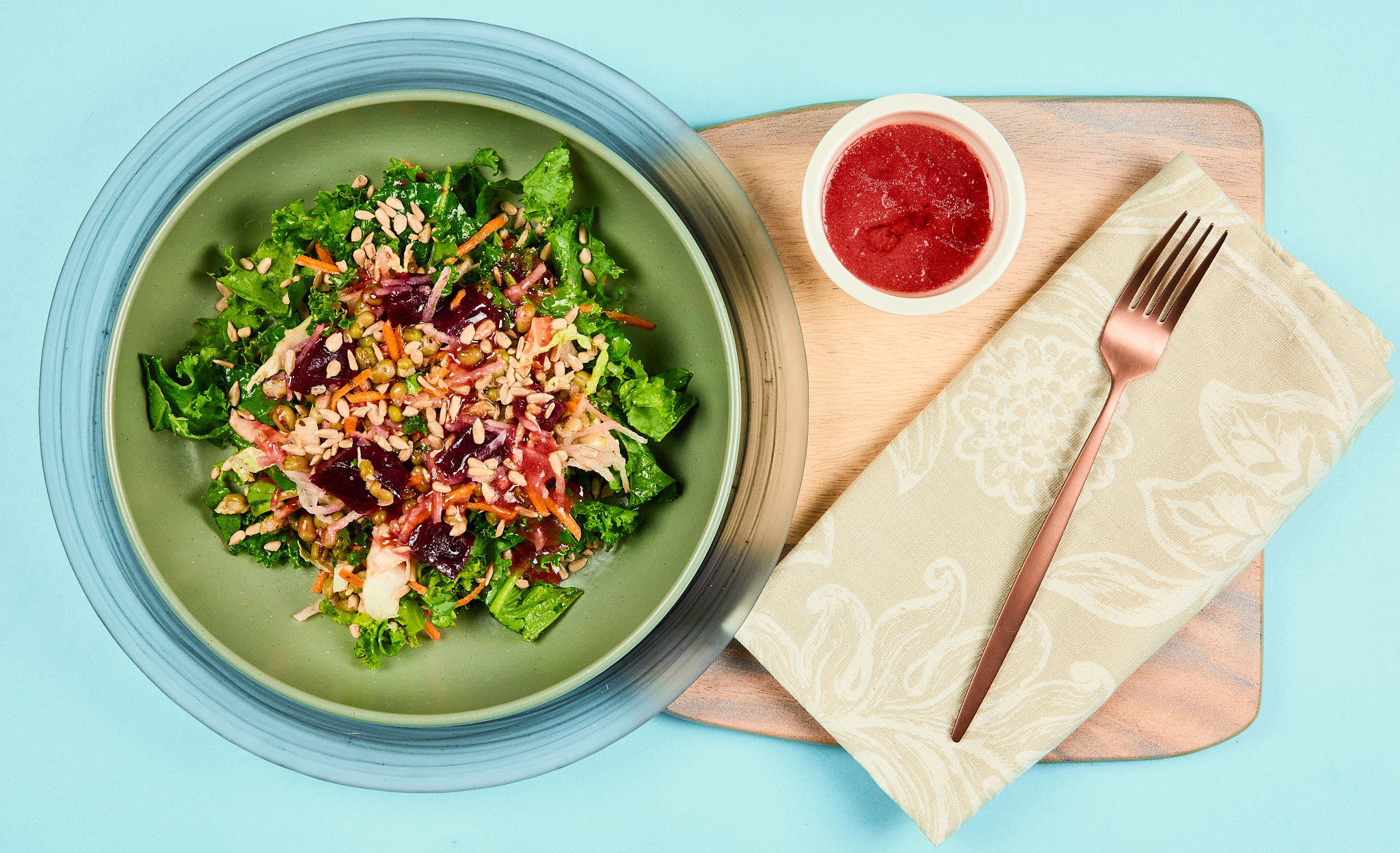 Kale Mung Bean Salad with Cranberry Vinaigrette