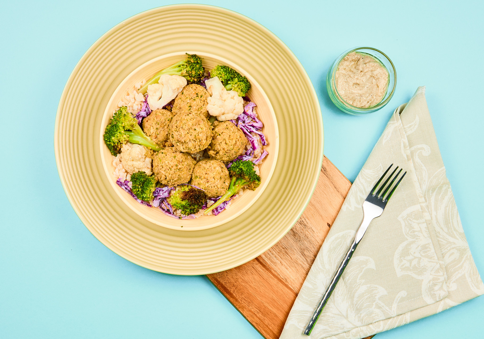Falafel Kafta Bowl with Sesame Sauce
