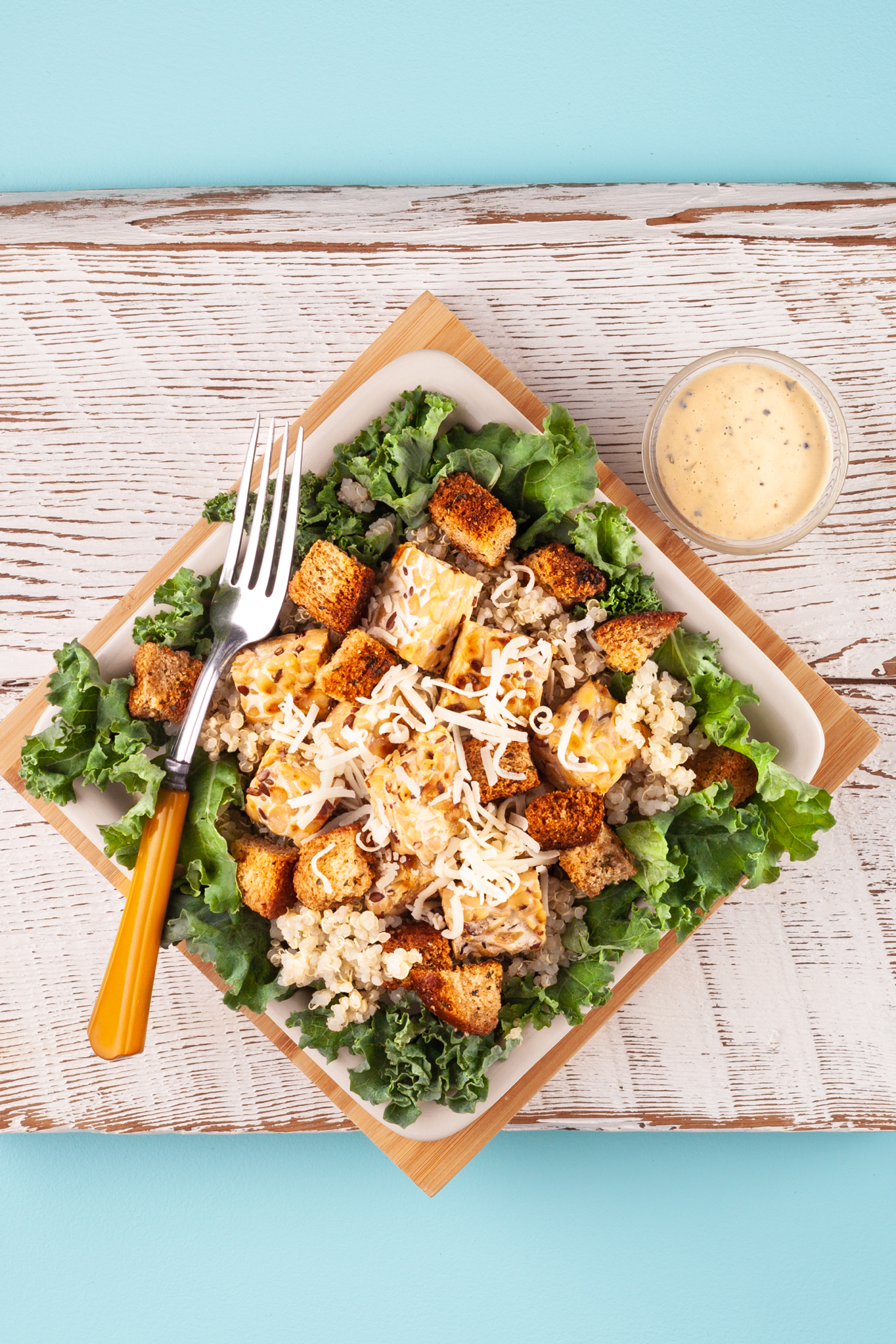 Kale and Black Eyed Pea Caesar Salad