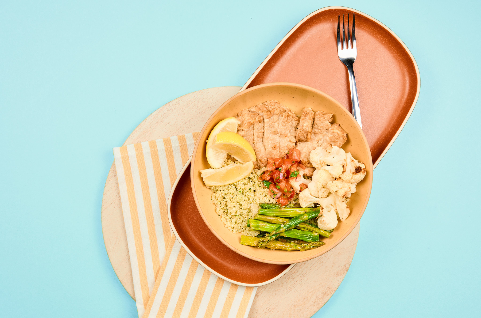 Pico De Gallo Tofu Bowl with Oregano Chimichurri Quinoa