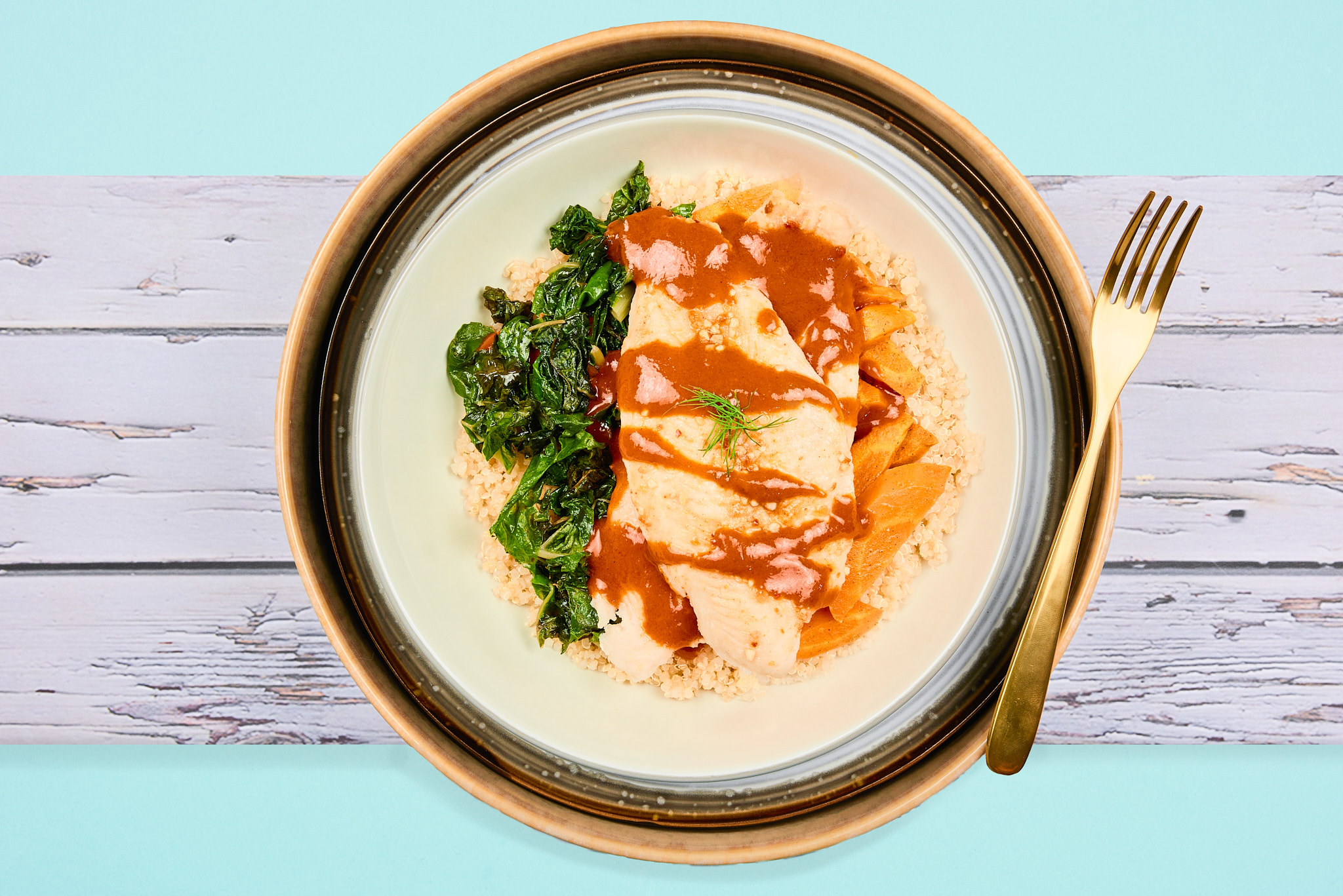 Roast Basa Fish with Smokey Roasted Red Pepper Sauce