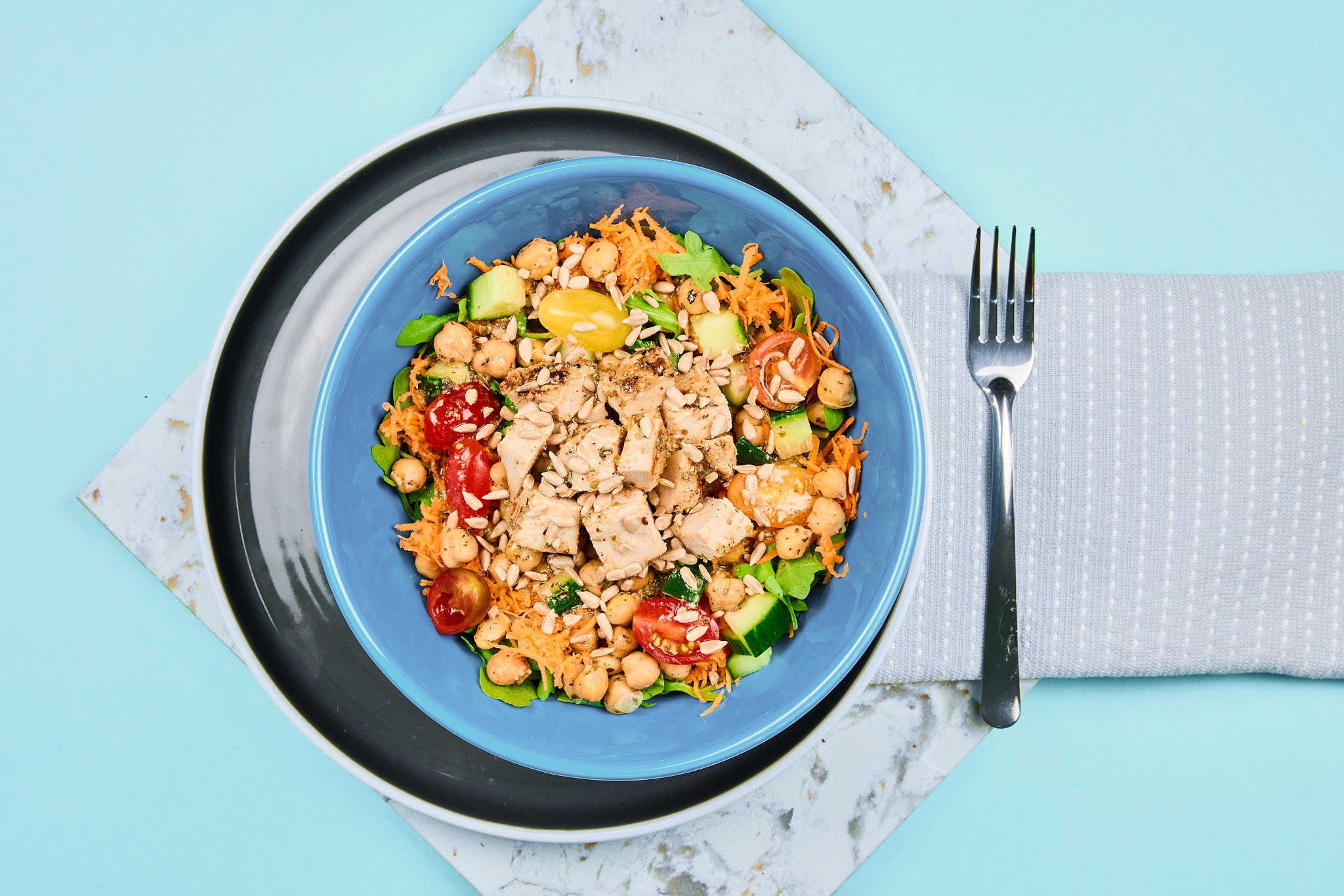 Chopped Vegetable Turkey Salad with Italian Dressing