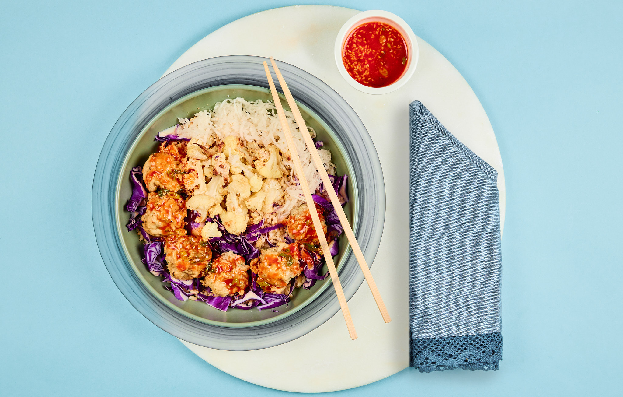 Korean Chicken Meatballs with Ssamjang Sauce