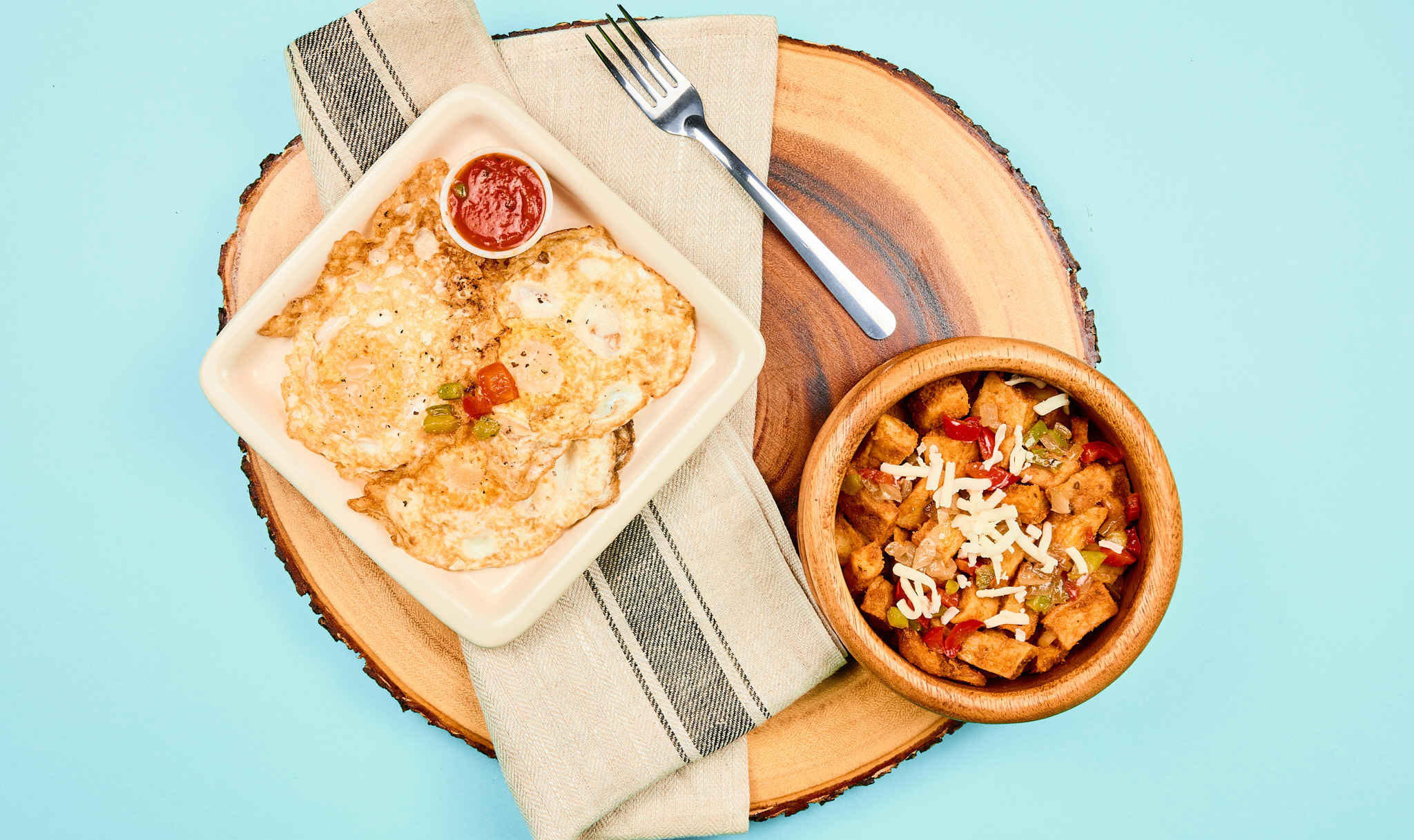 Chili Fried Eggs with Breakfast Potatoes