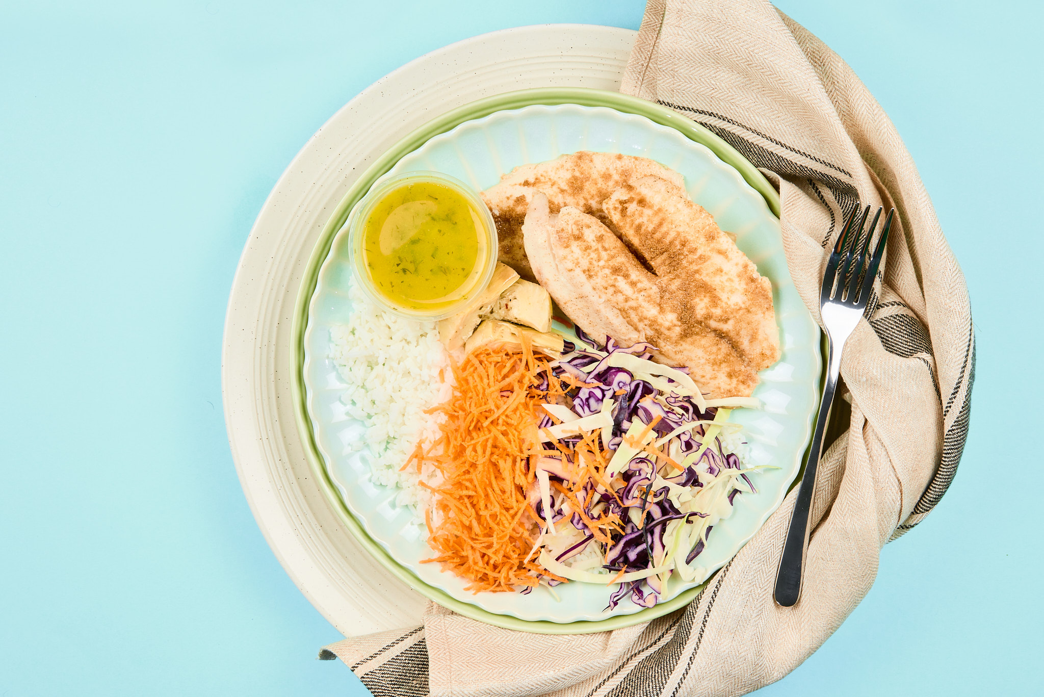 Baked Tilapia Bowl with Lemon Sauce