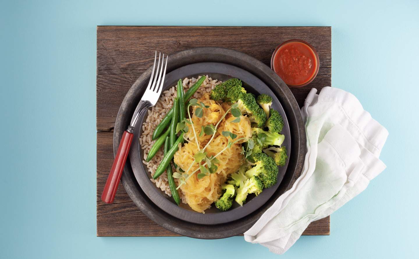 Mexican Shredded Spaghetti Squash with Mole Sauce