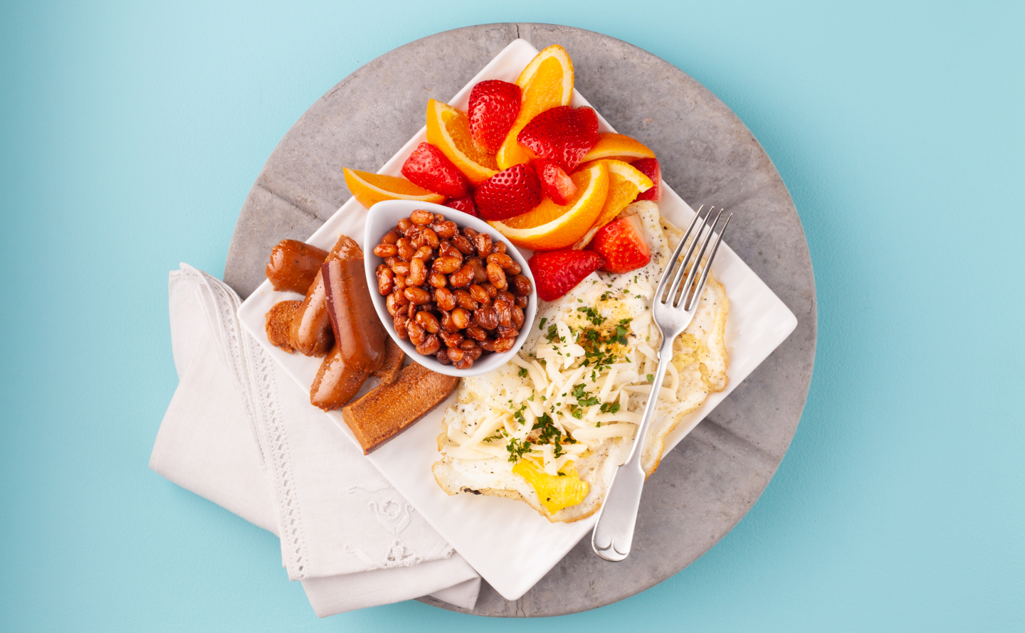 Vegetarian Full Breakfast with Fruit