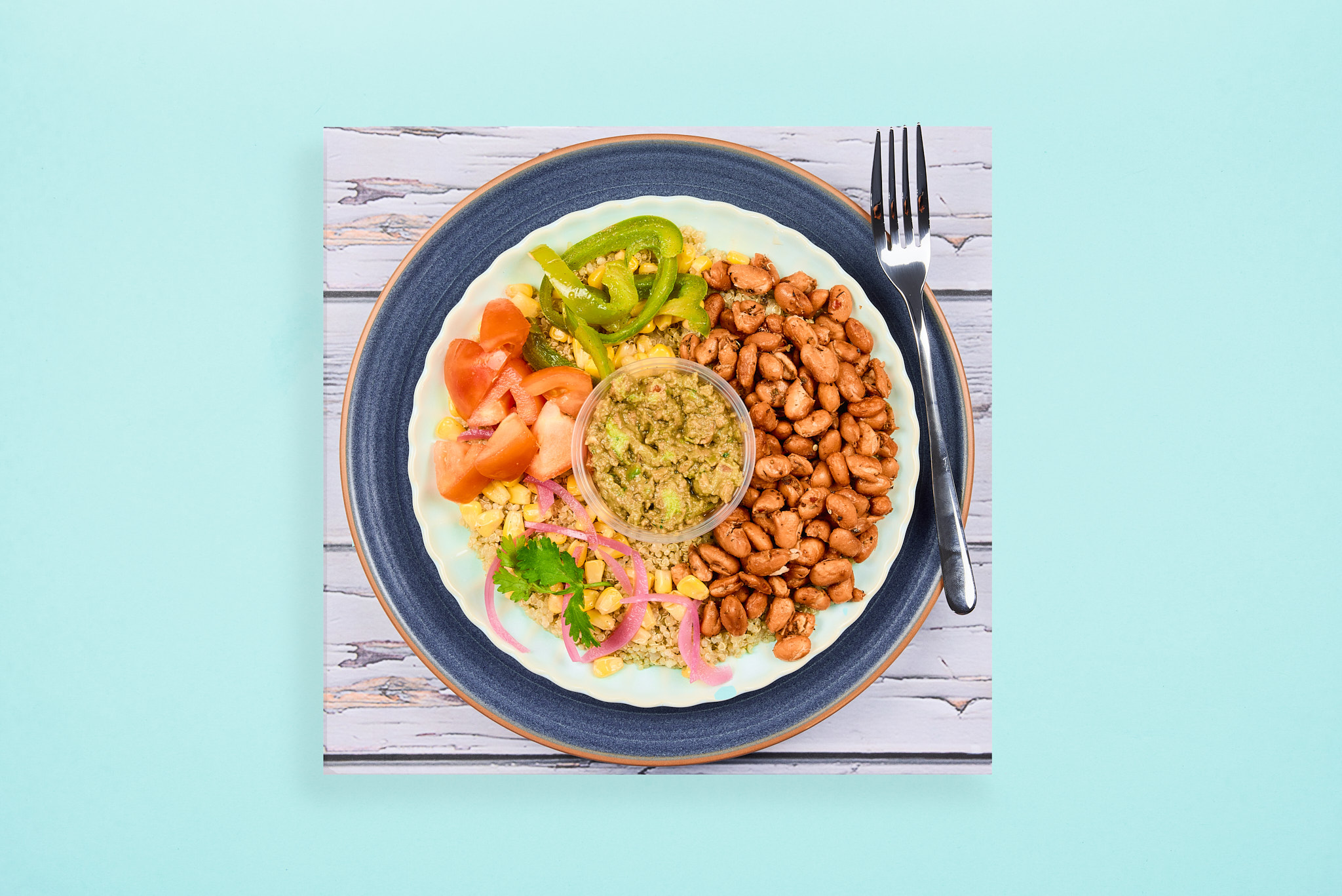 Spiced Beans and Guac Bowl with Pickled Onions
