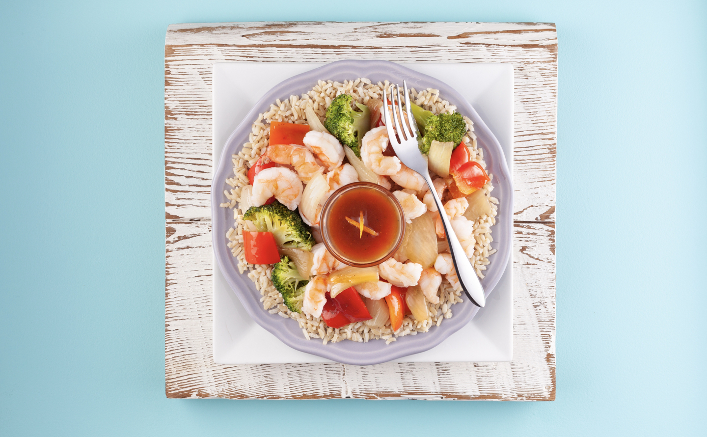 Ginger and Orange Shrimp Bowl with Brown Rice