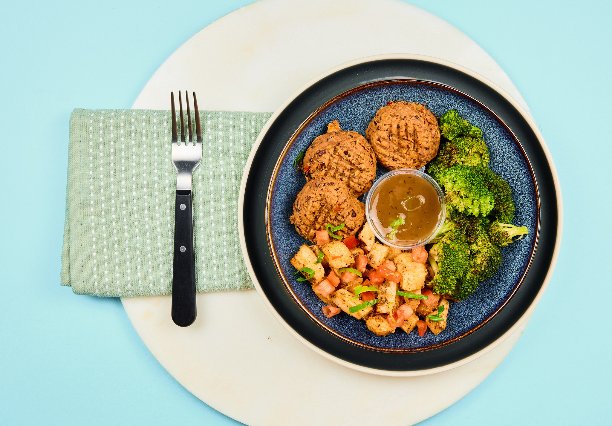 Lentil Patty Bowl with Spiced Quinoa