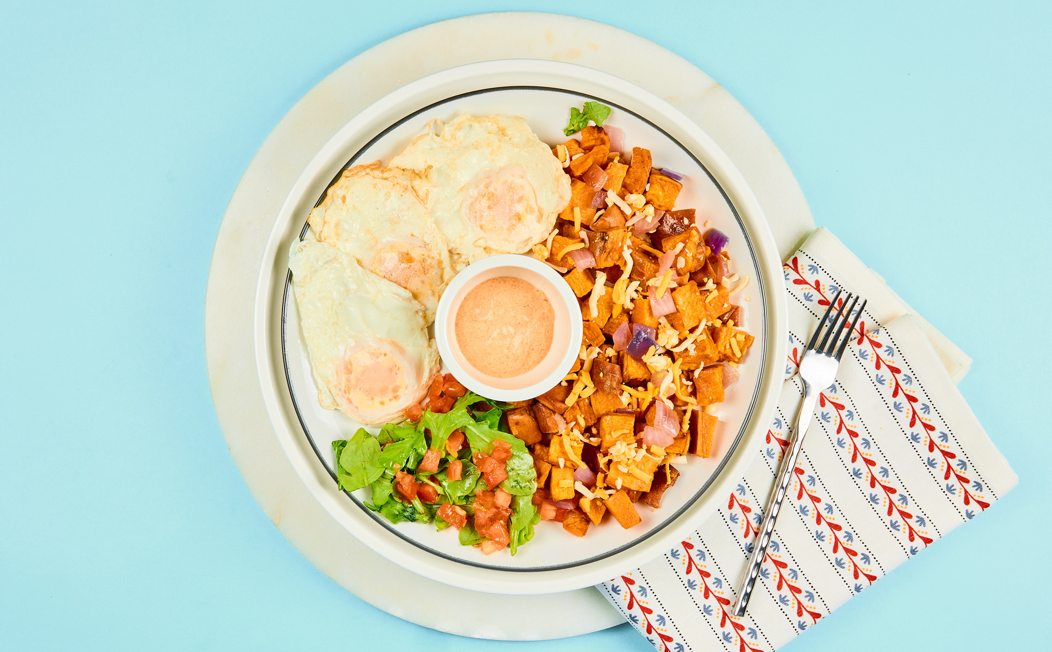 Vegetarian Sweet Potato Breakfast Hash with Chipotle Aioli