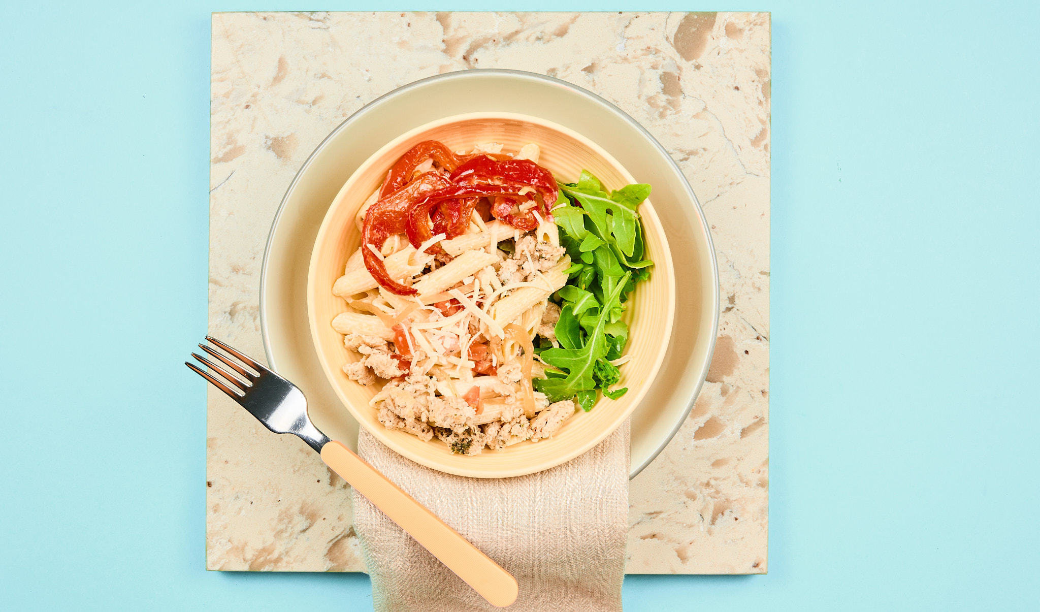 Ground Chicken Herbed Alfredo with Penne