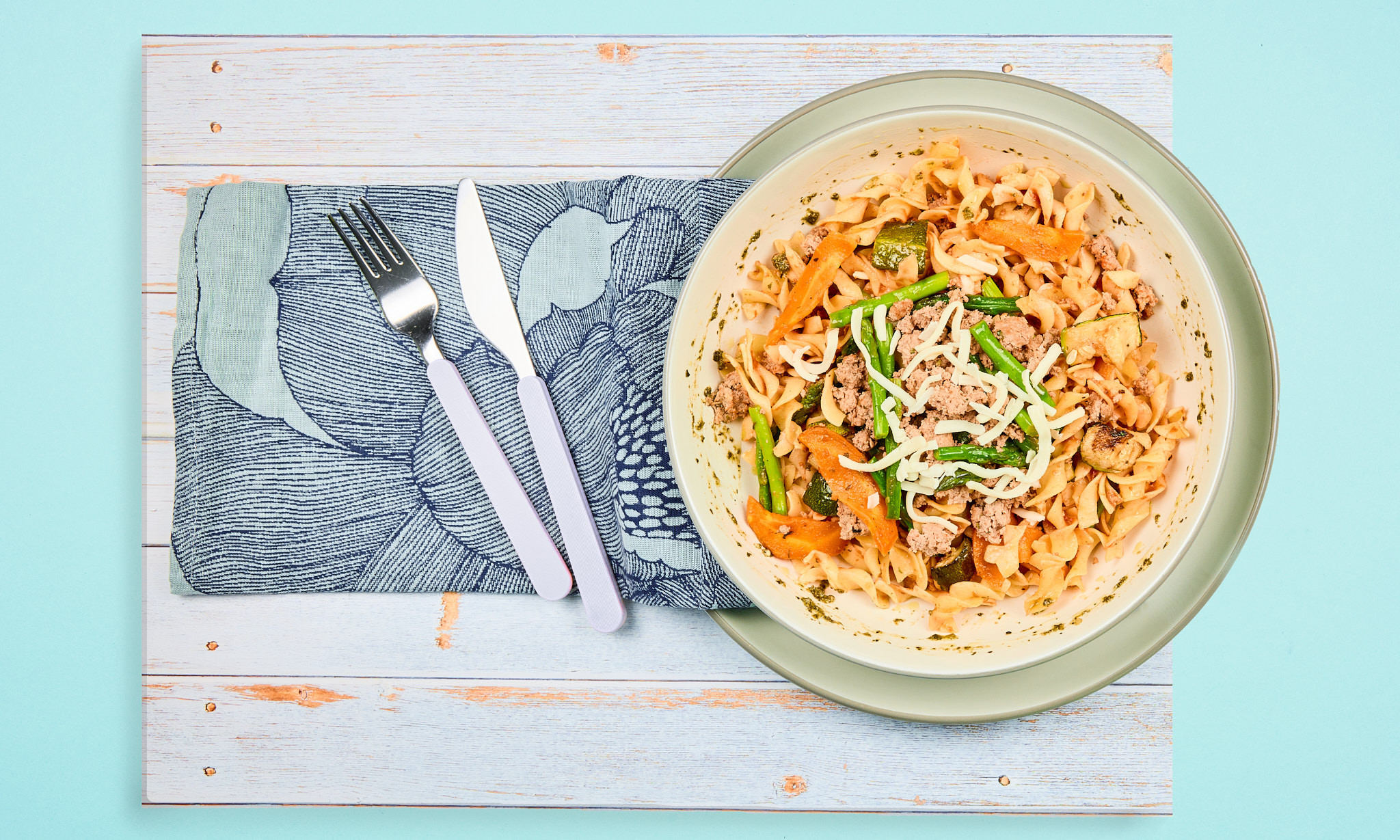 Ground Turkey Primavera with Egg Noodles