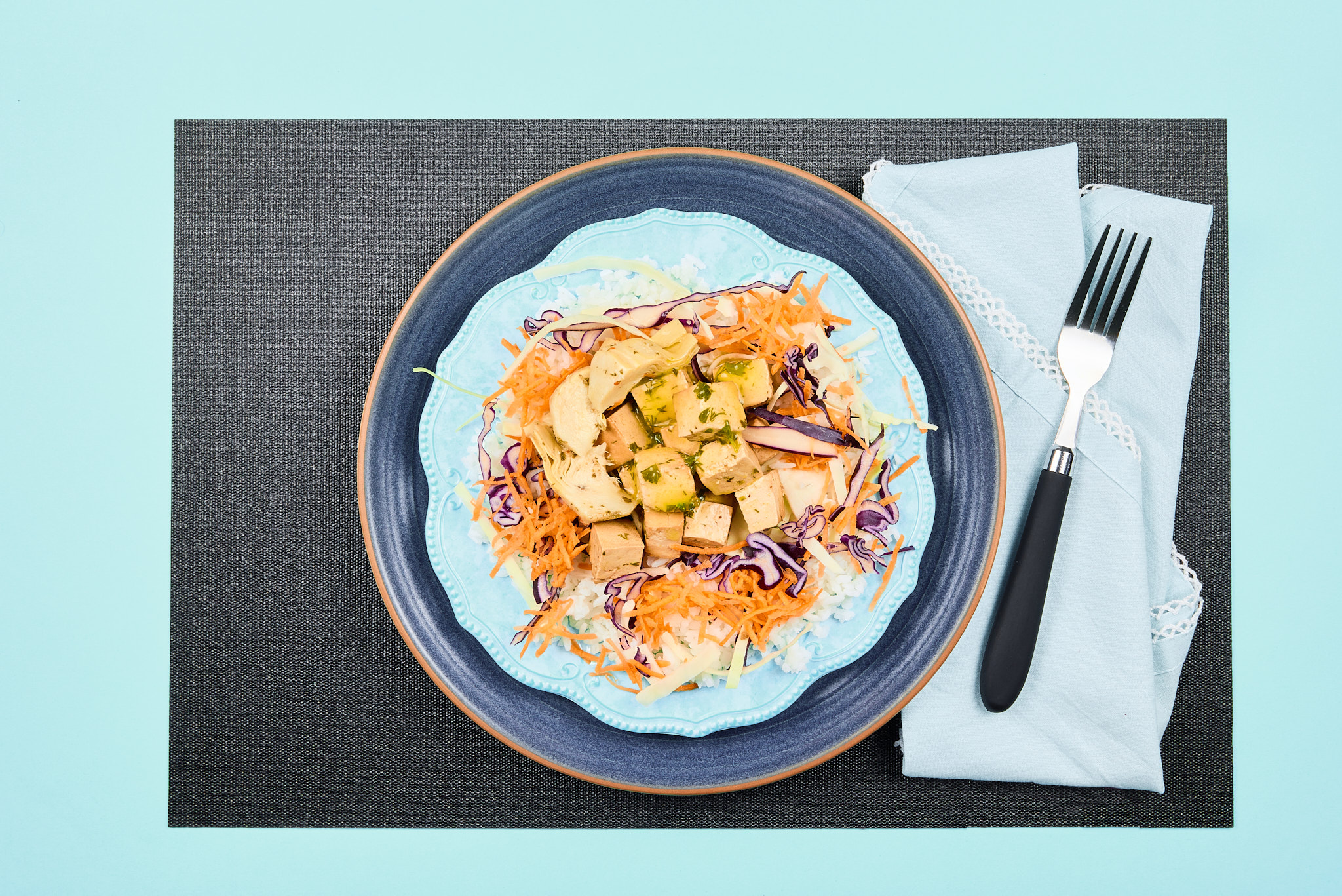 Baked Tofu Bowl with Lemon Sauce