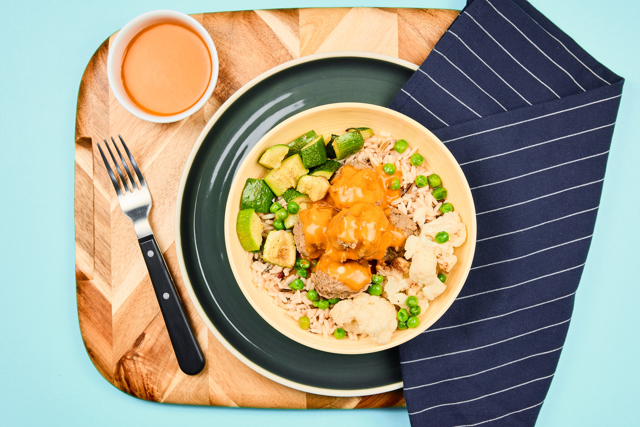 Spiced Turkey Meatballs with Roasted Red Pepper Sauce