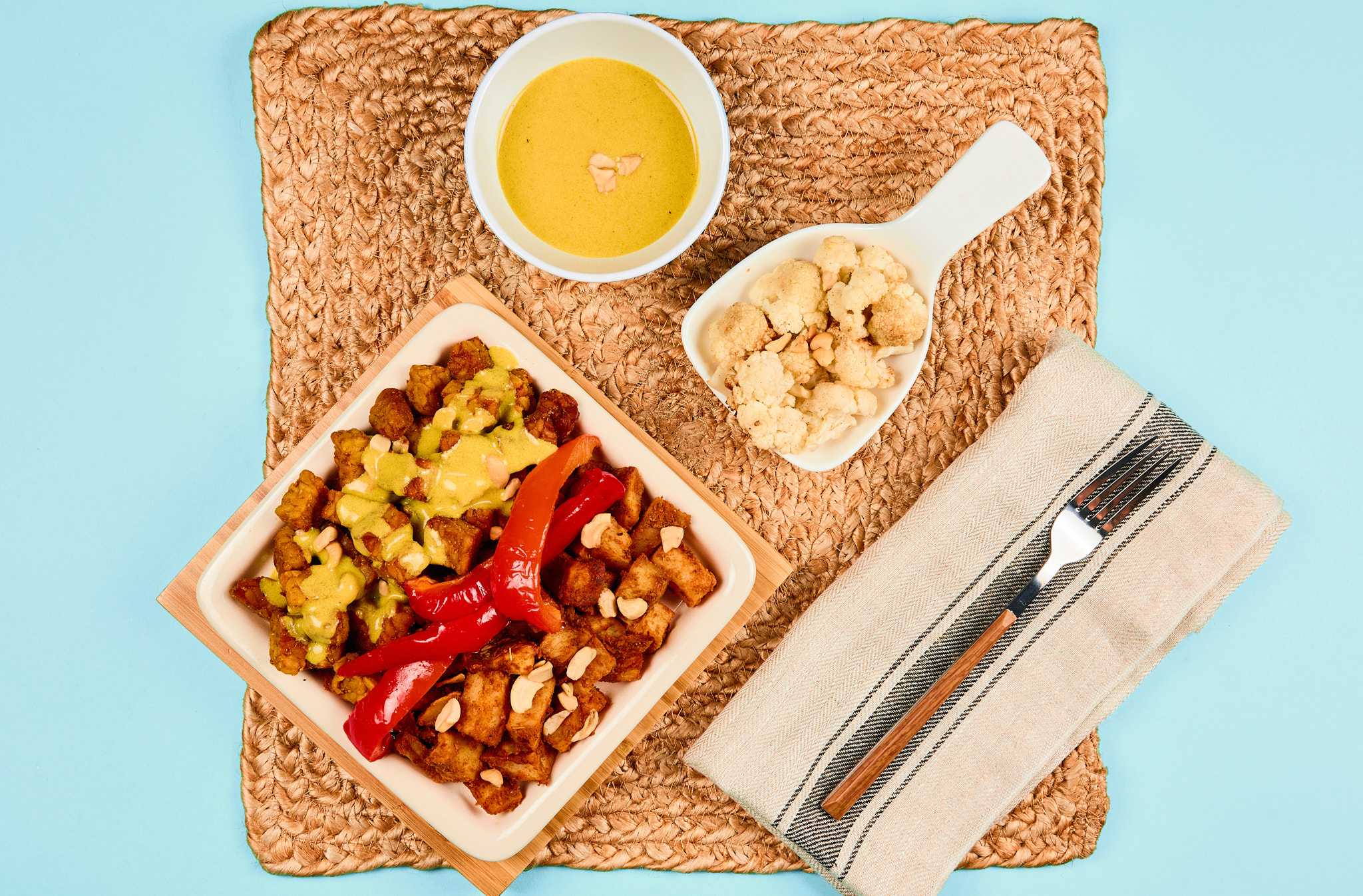 Coconut Tempeh Curry with Curried Potatoes