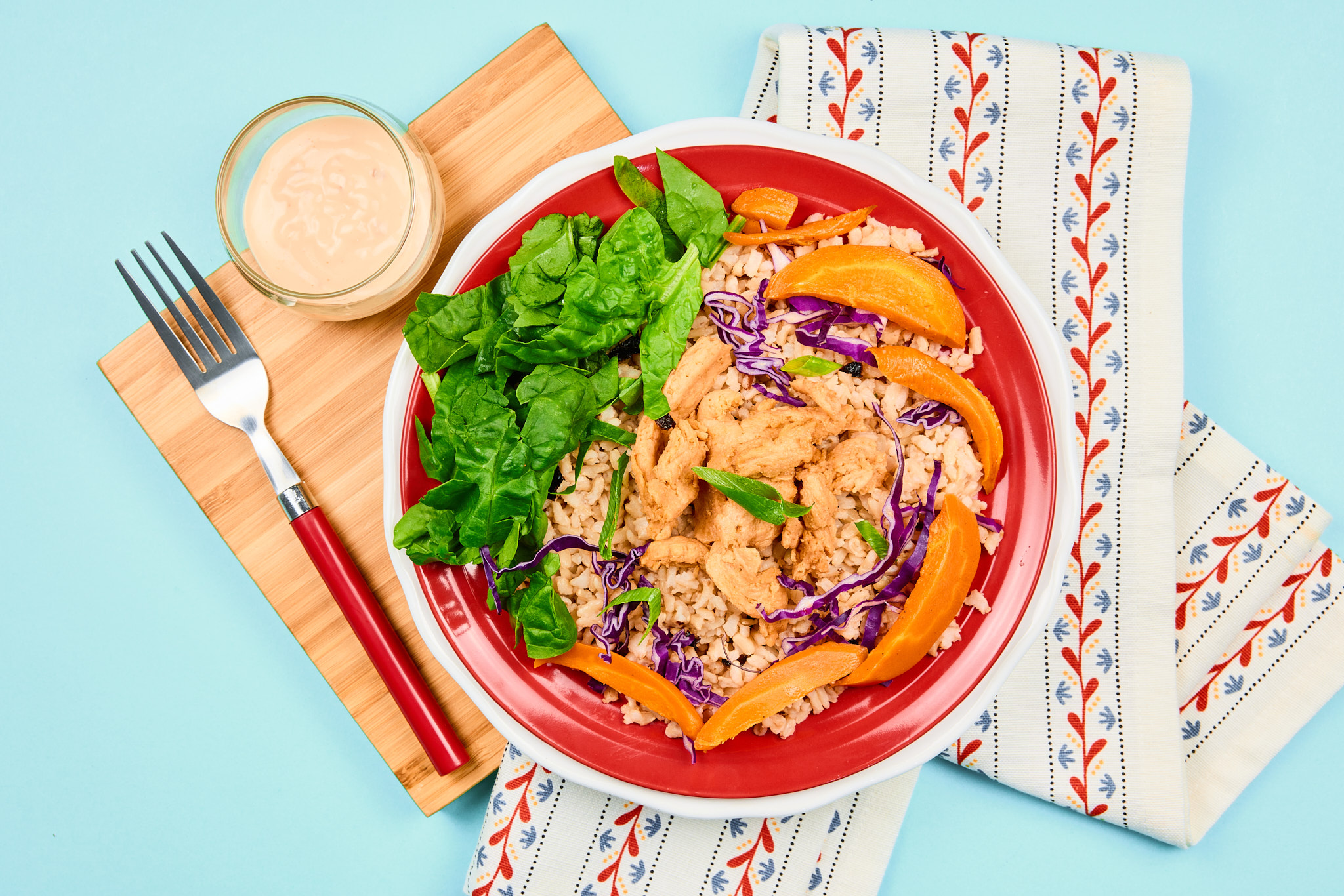 Sweet and Tangy Soy Curl Bowl with Bang Bang Sauce