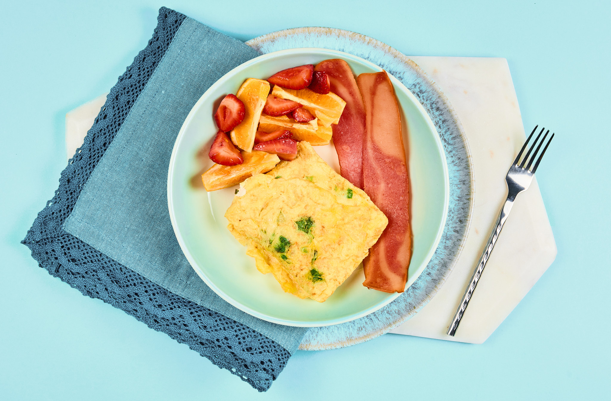Spinach and Goat Cheese Omelette with Fresh Fruit