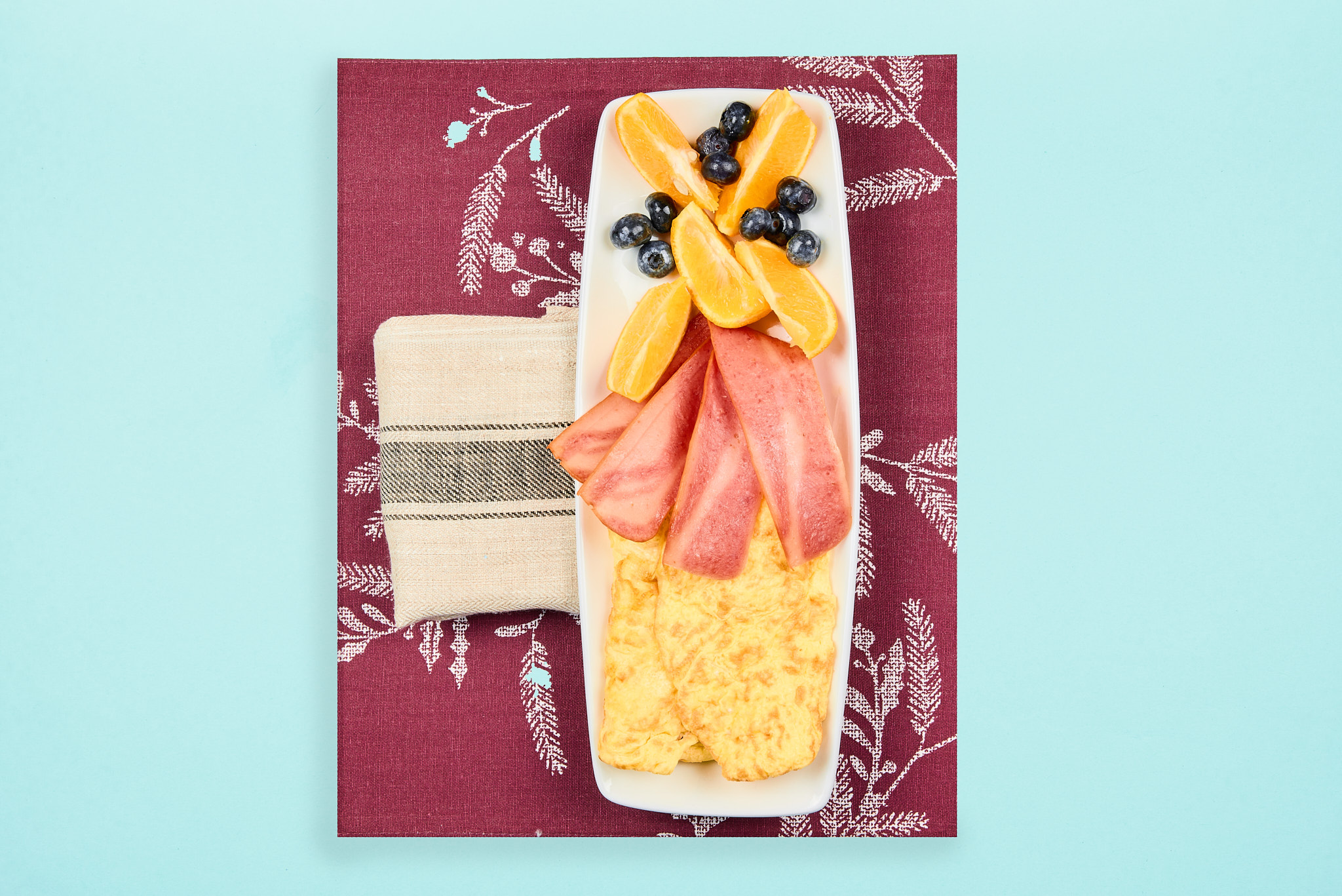 Mushroom Tomato and Feta Omelette with Fresh Fruit