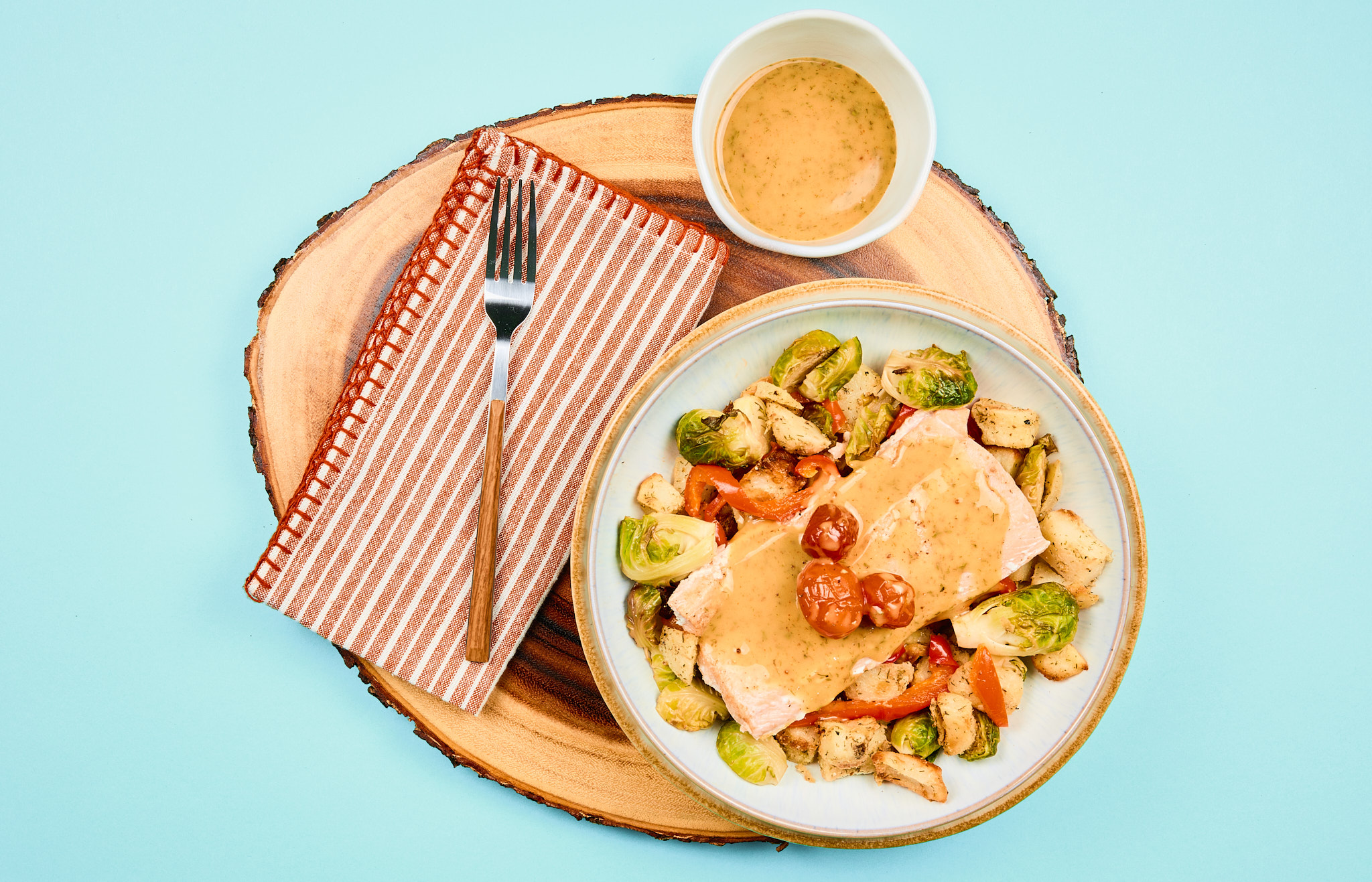 Roasted Mustard Salmon On Lemon Dill Potatoes