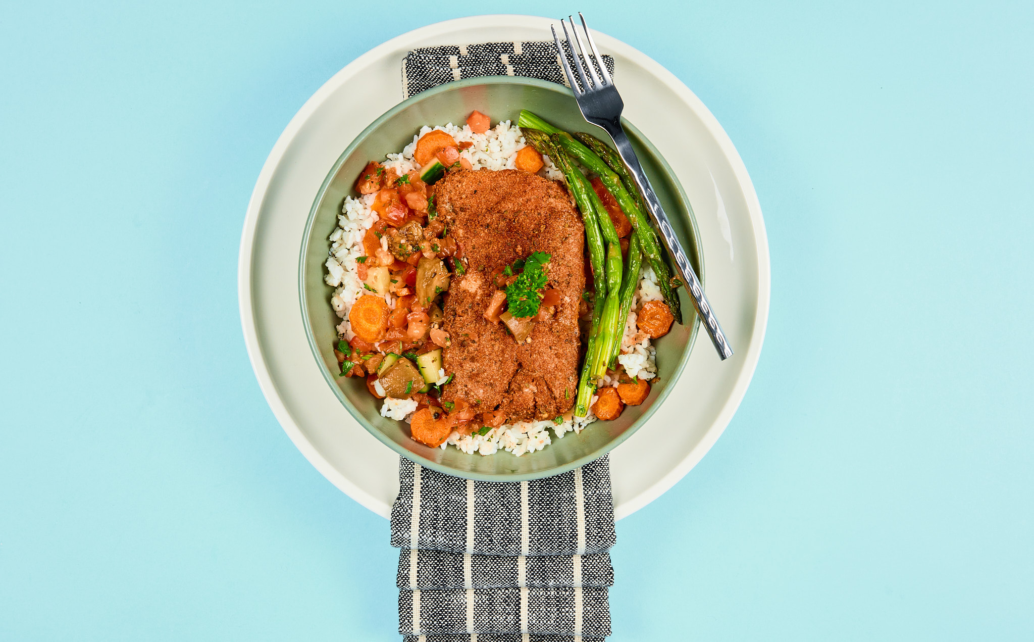 Blackened Salmon with Eggplant and Cucumber Salsa