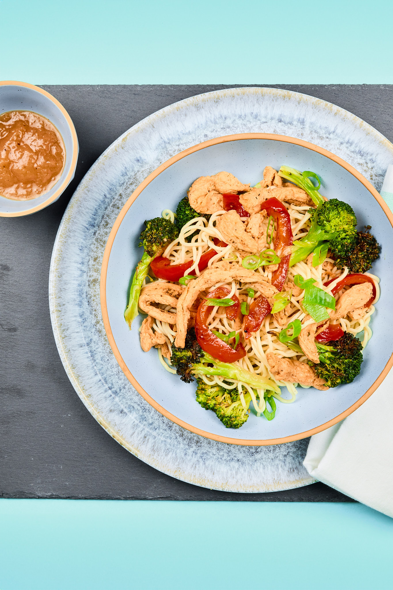 Soy Curls and Broccoli Lo Mein